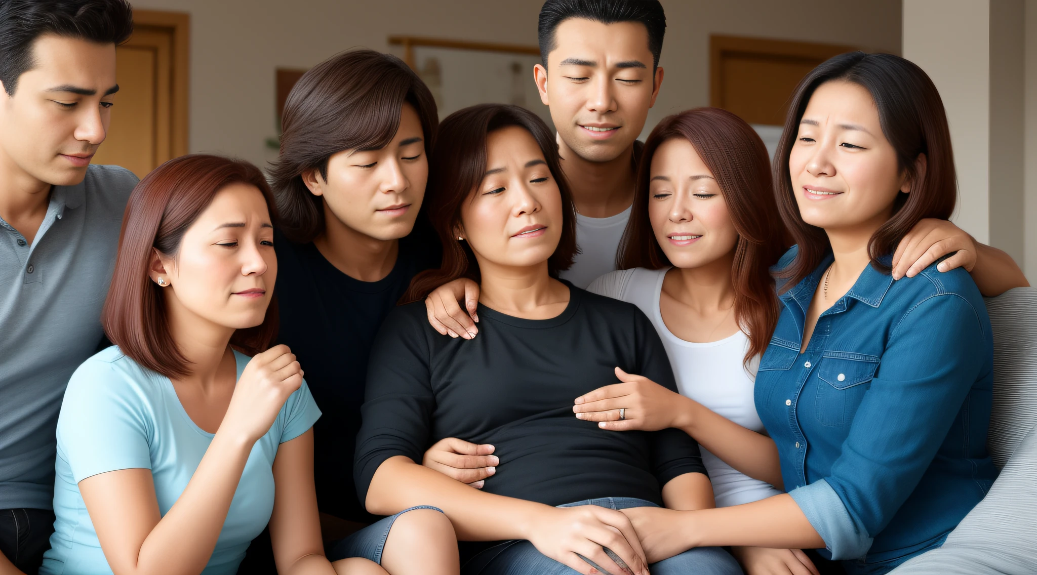 Images of people being supported or comforted by family or friends