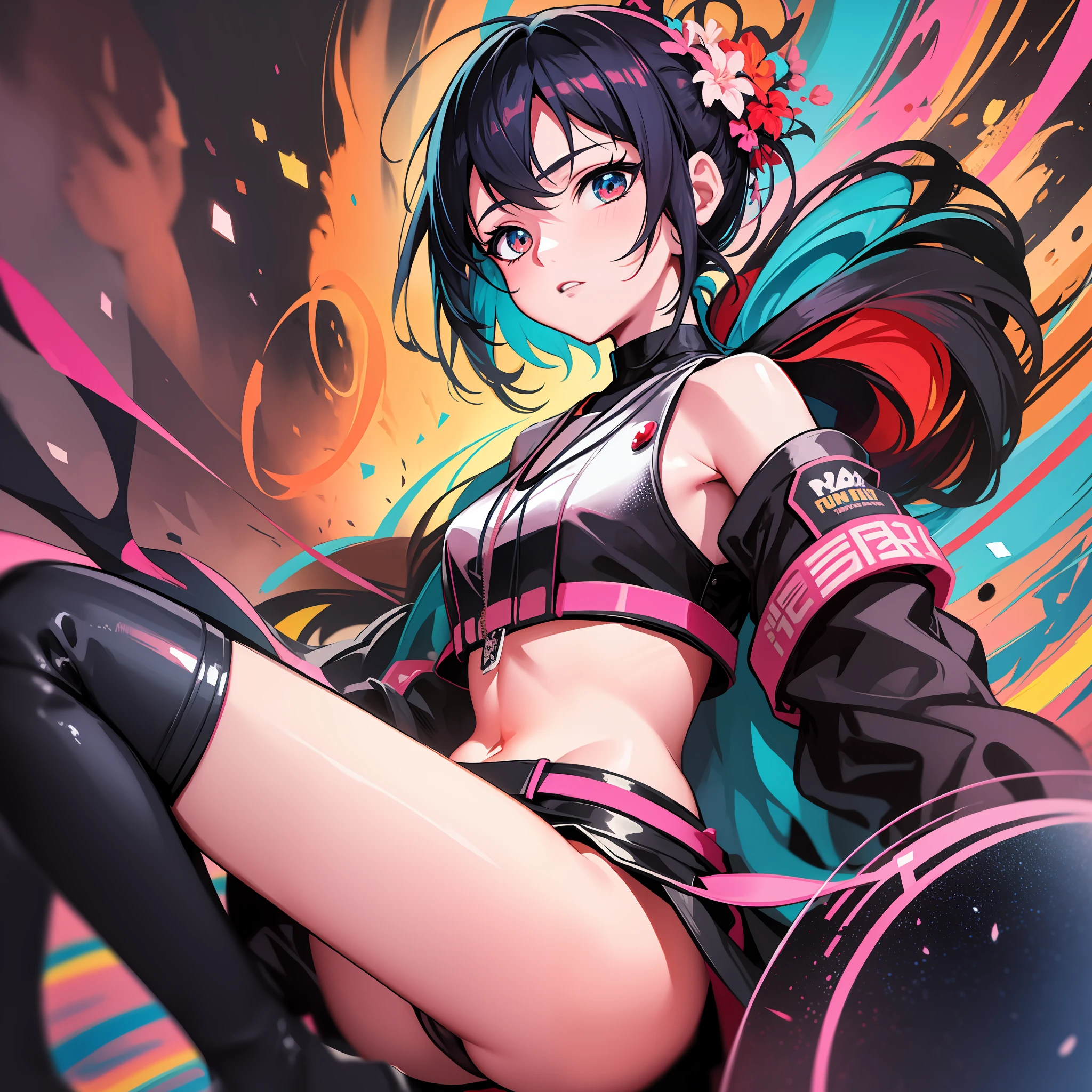 Create a highly stylized anime illustration with modern, vibrant colors and palette knife techniques inspired by the latest trends at Fanbox Pixiv.