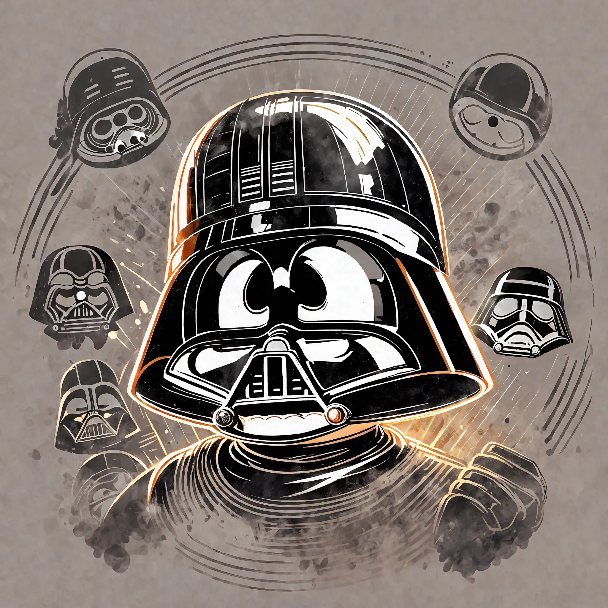 Darth Vader, cute, face, face only, star wars, vader, black, lightsaber, illustration, rounded, glamorous, disney, anime, pretty, icon, familiar, popular, popular, smiling, grinning, warm, doing your best, face like Darth Vader, smiling, smiling, mouth open, youtube, blog, YouTube icon, blog icon, disaster prevention awareness, disaster prevention, prepare, prepare, be prepared, laugh and mouth open, cartoon, illustration touch, sharpness, character, mascot --auto --s2