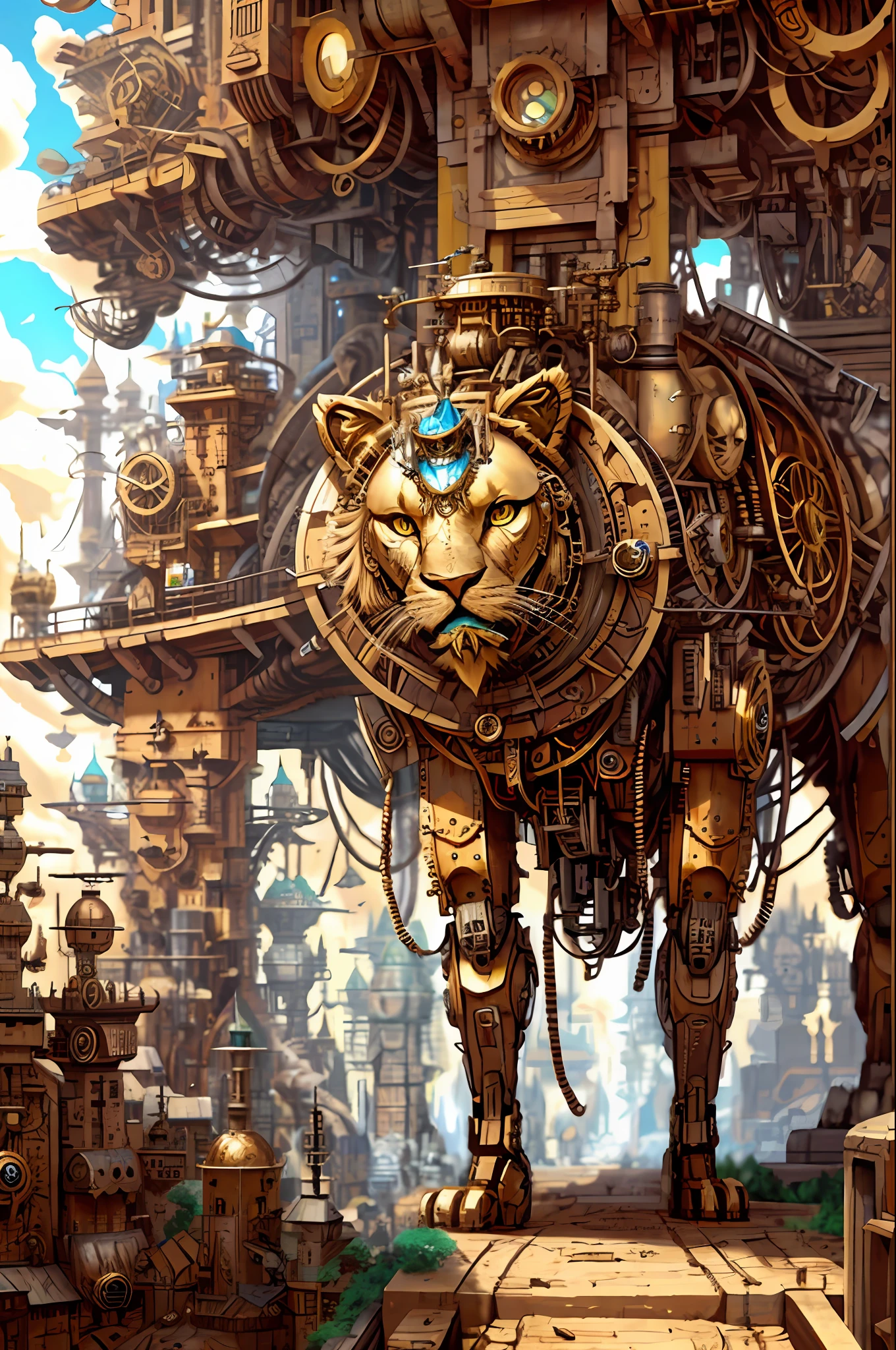 cog, meccog, a cyborg lion, epic, hdr, hyperdetailed, cinematic,