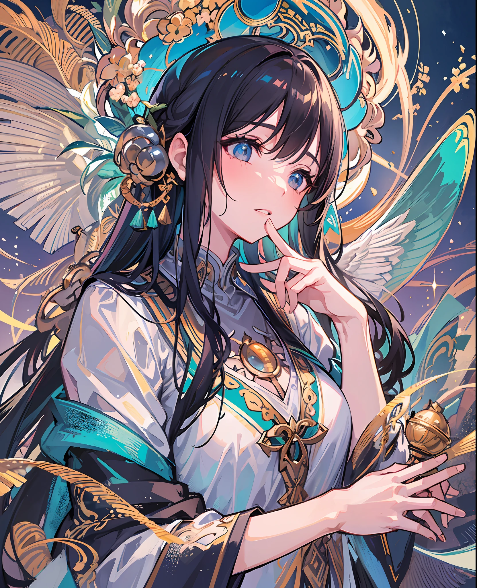 (class picture quality + aesthetic style), thousand hands Guanyin, fresh atmosphere and elegance, splendid bloom, dome backlight, hazy atmosphere. Birdsong in the mountains, auspicious clouds, mist, ripples of water droplets, interlacing of reality and reality, flowing hems, looming fingers, slight changes between the weather (1 thousand hands Guanyin), quiet like a virgin, moving like a rabbit, the green of death is still there, spirit and elegance coexist, bringing the ultimate enjoyment to the vision.