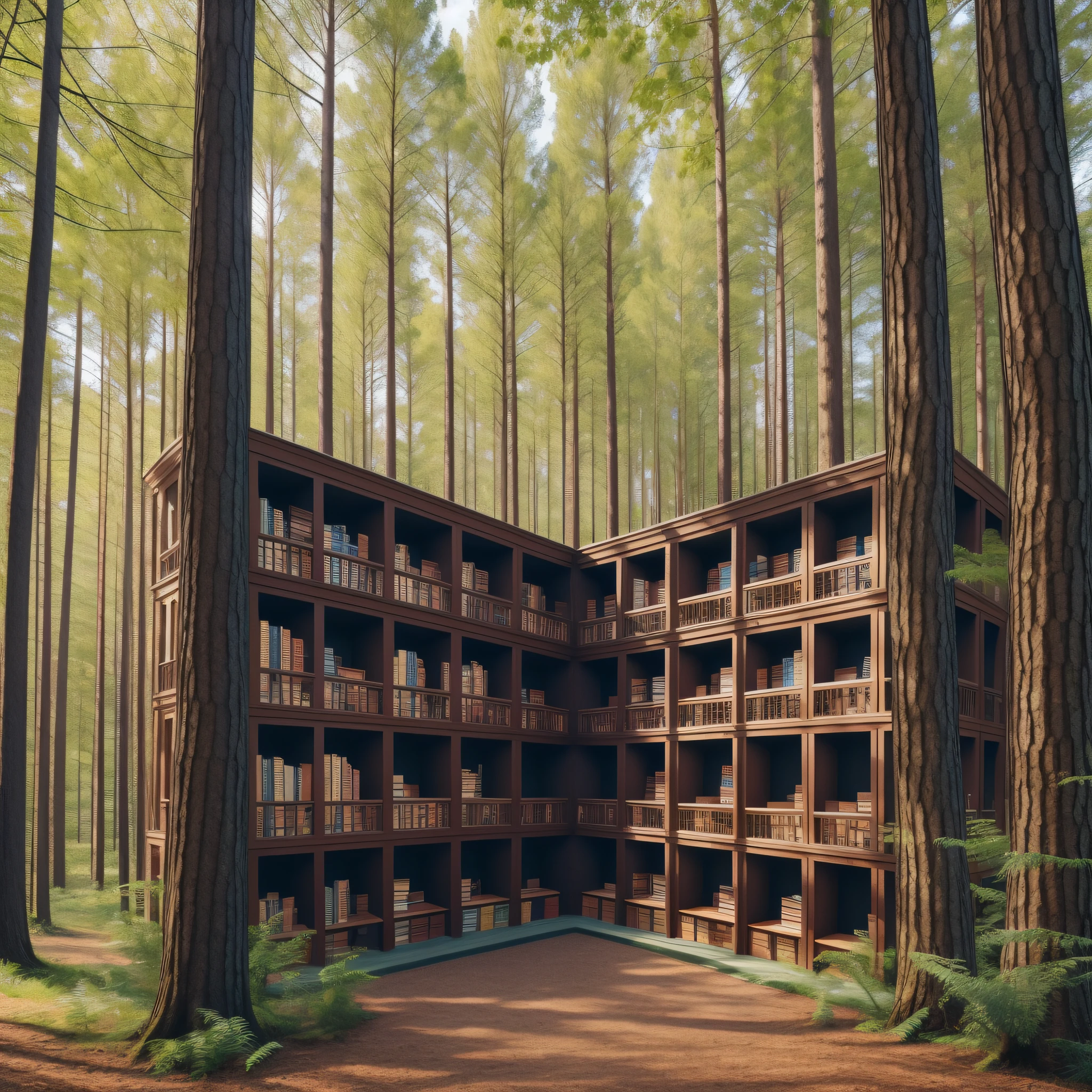 Image of books in a wooded and beautiful library