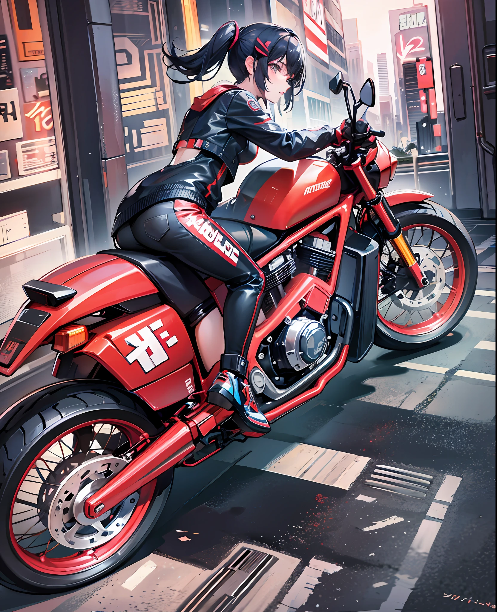 age, motorcycle, cyberpunk
