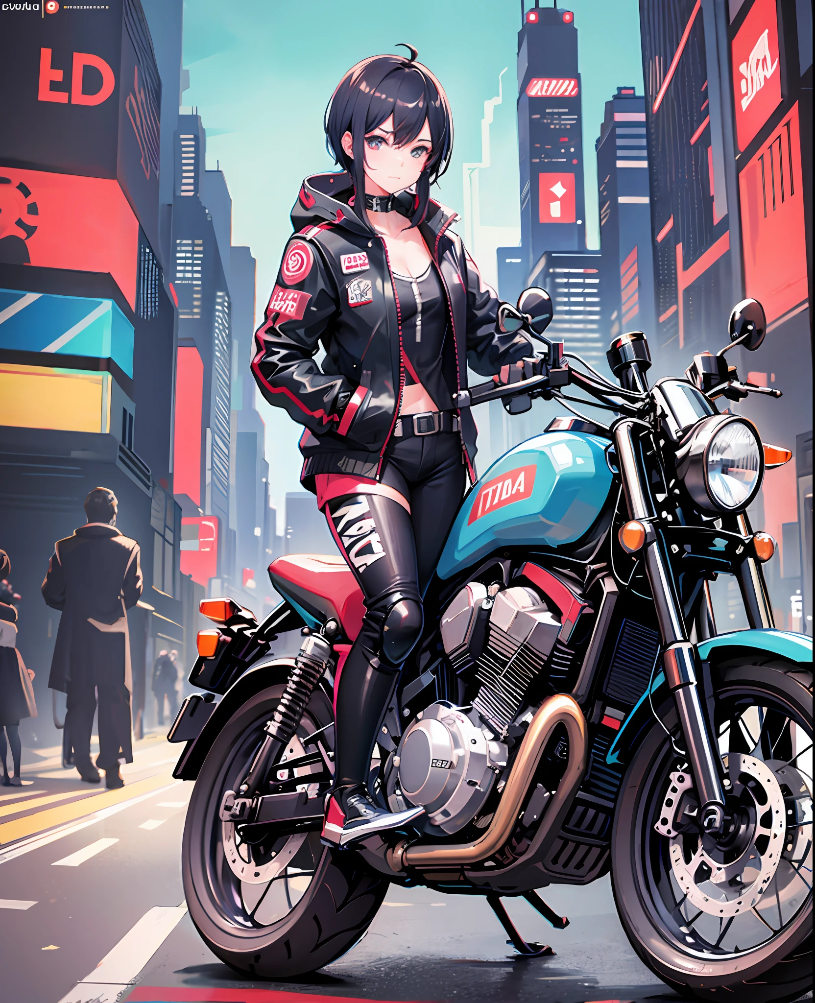 Teenage, motorcycle, cyberpunk