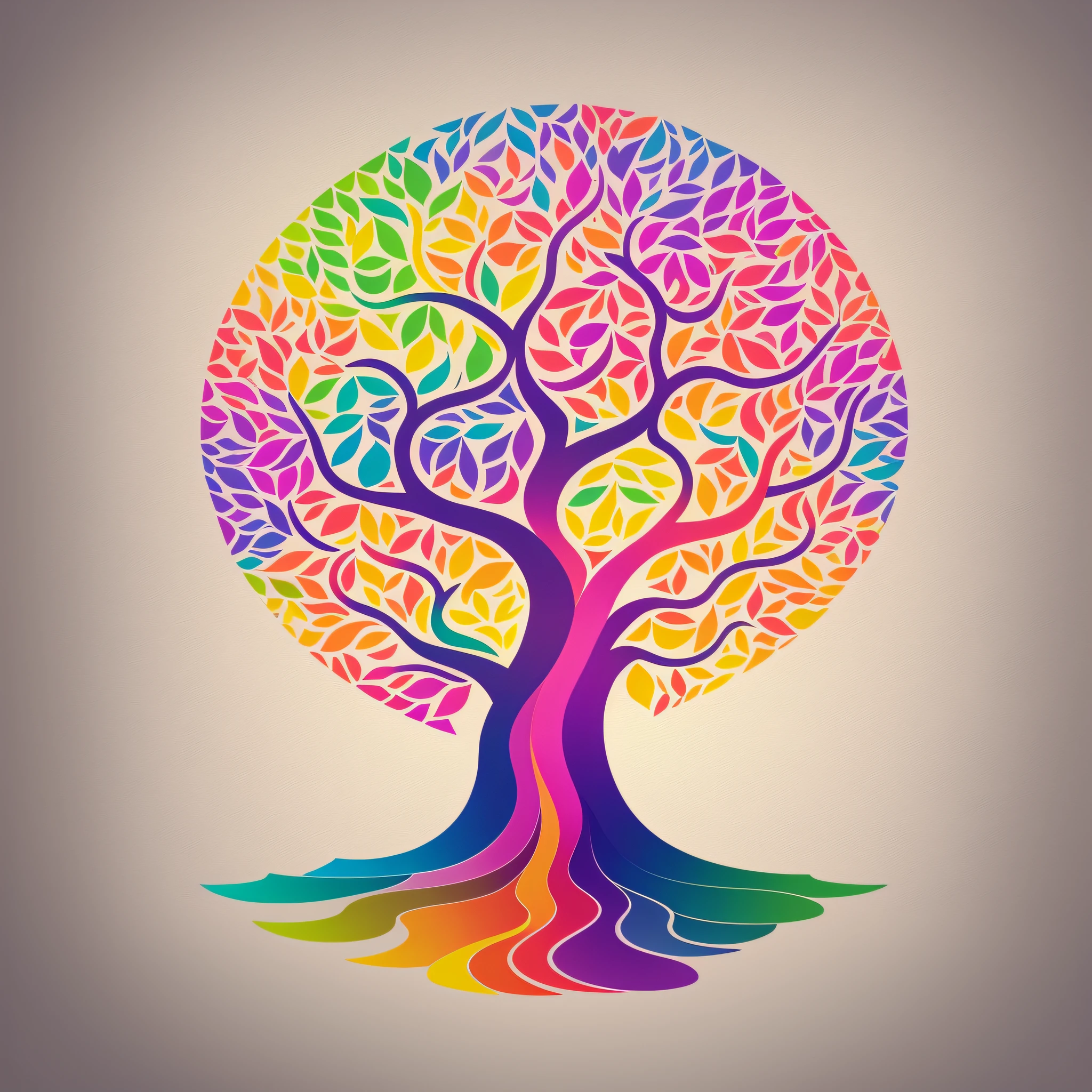 Create a business card, containing colorful logo based on the Tree of Wisdom, using many colors and abstract vectors --auto --s2