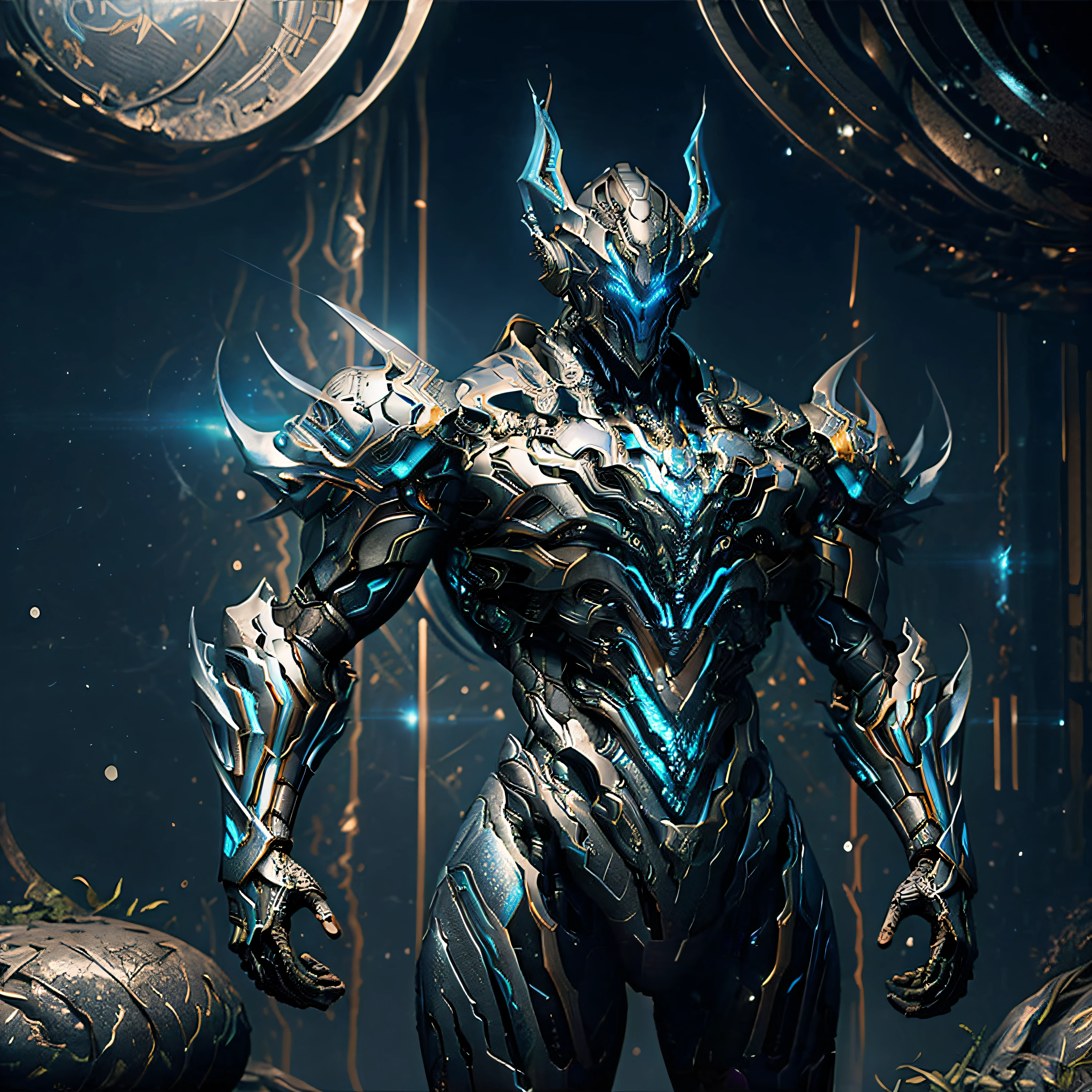 A robot, muscular, glowing eyes, burly body, holding a mechanical fist, blue light on the chest, photography style, real landscape, (metallic texture: 1.8), (super detail: 2), (super high resolution: 1.6), (carbon fiber: 1.6)