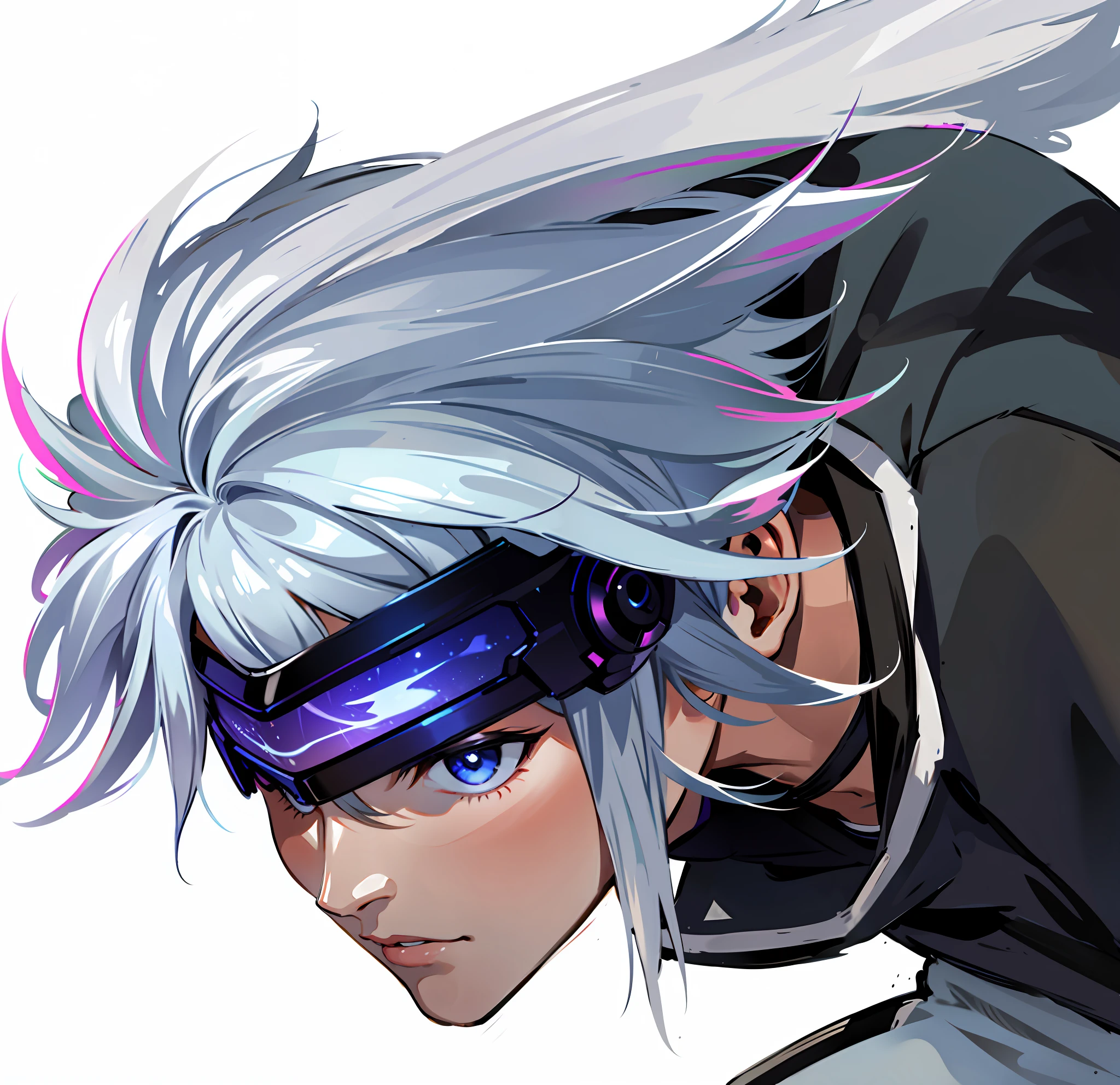 Male avatar, handsome, flowing short white hair