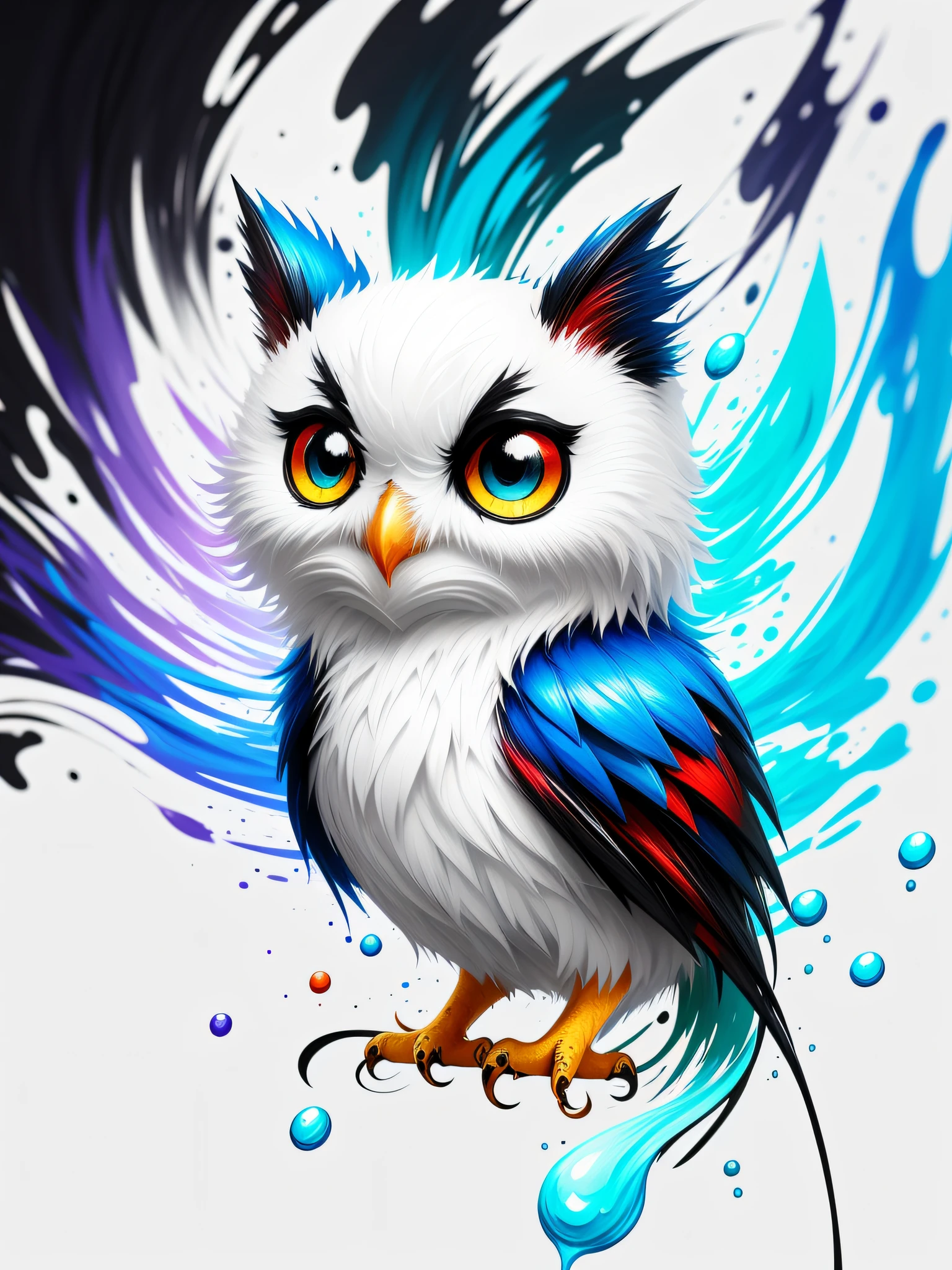 Splash art, a cute chibi owl
, ((white background)), roaring, epic Instagram, artstation, splash style of colorful paint, contour, hyperdetailed intricately detailed , unreal engine, fantastical, intricate detail, splash screen, complementary colors, fantasy concept art, 8k resolution, deviantart masterpiece, oil painting, heavy strokes, paint dripping, splash arts