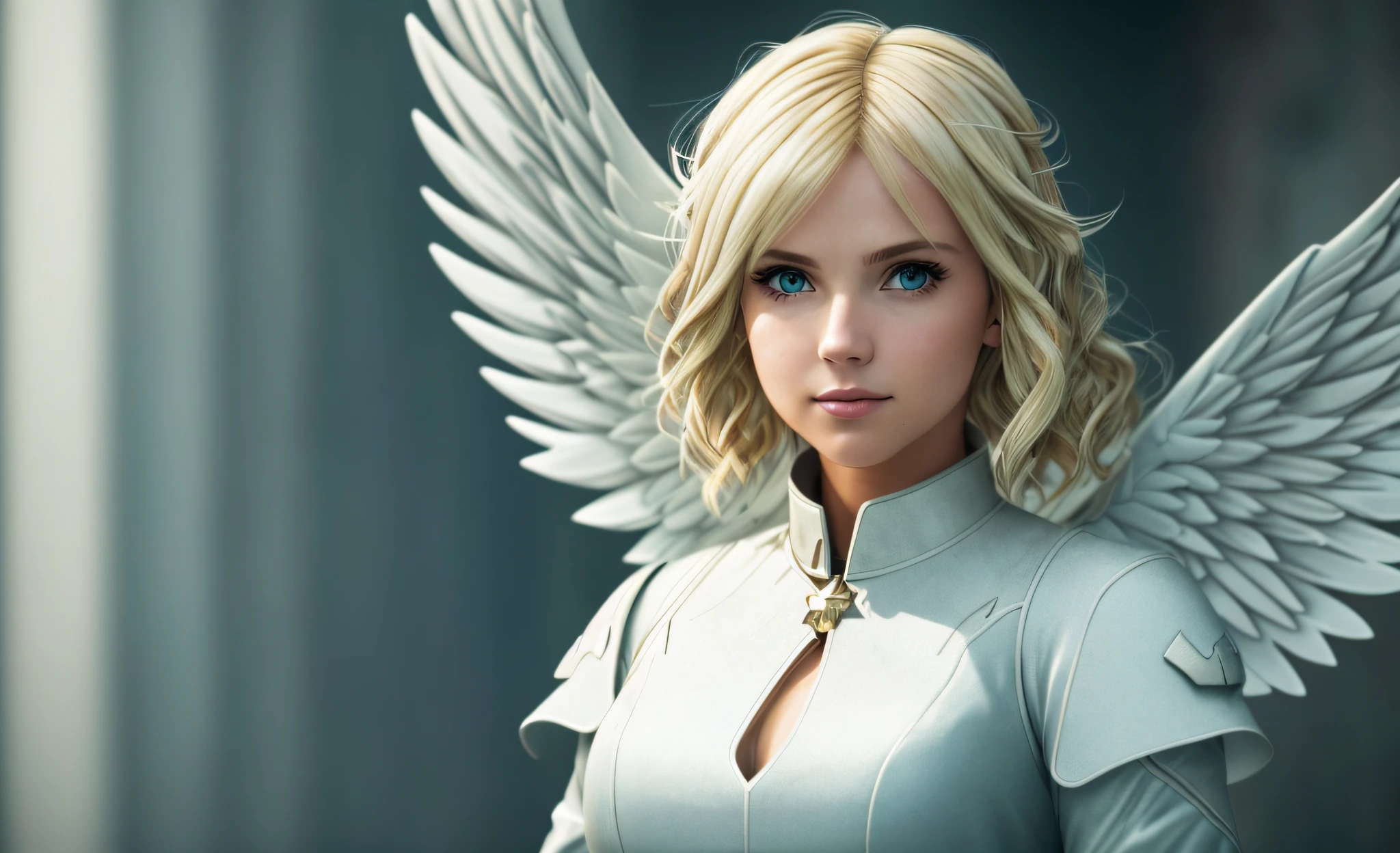 Female angel, blonde hair, halo, aqua eyes, Canon, pov, UHD, masterpiece, high details, 4K