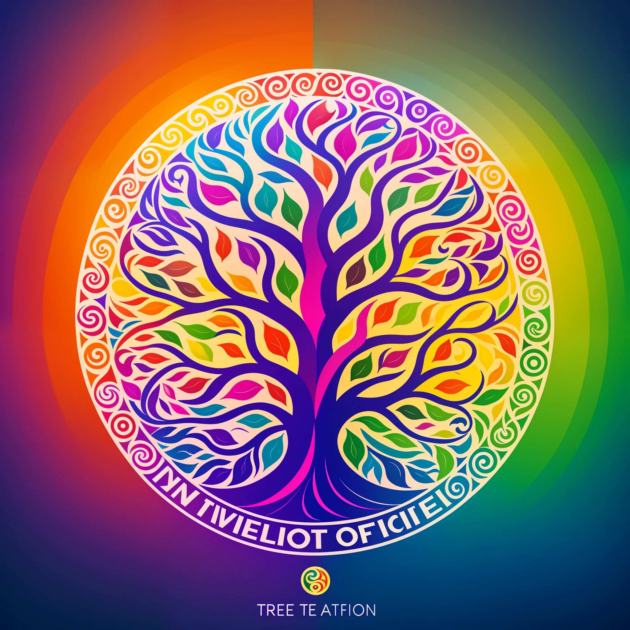 colorful logo based on the tree of wisdom, using many colors and abstract vectors, in 3D, rich in detail and in very high definition