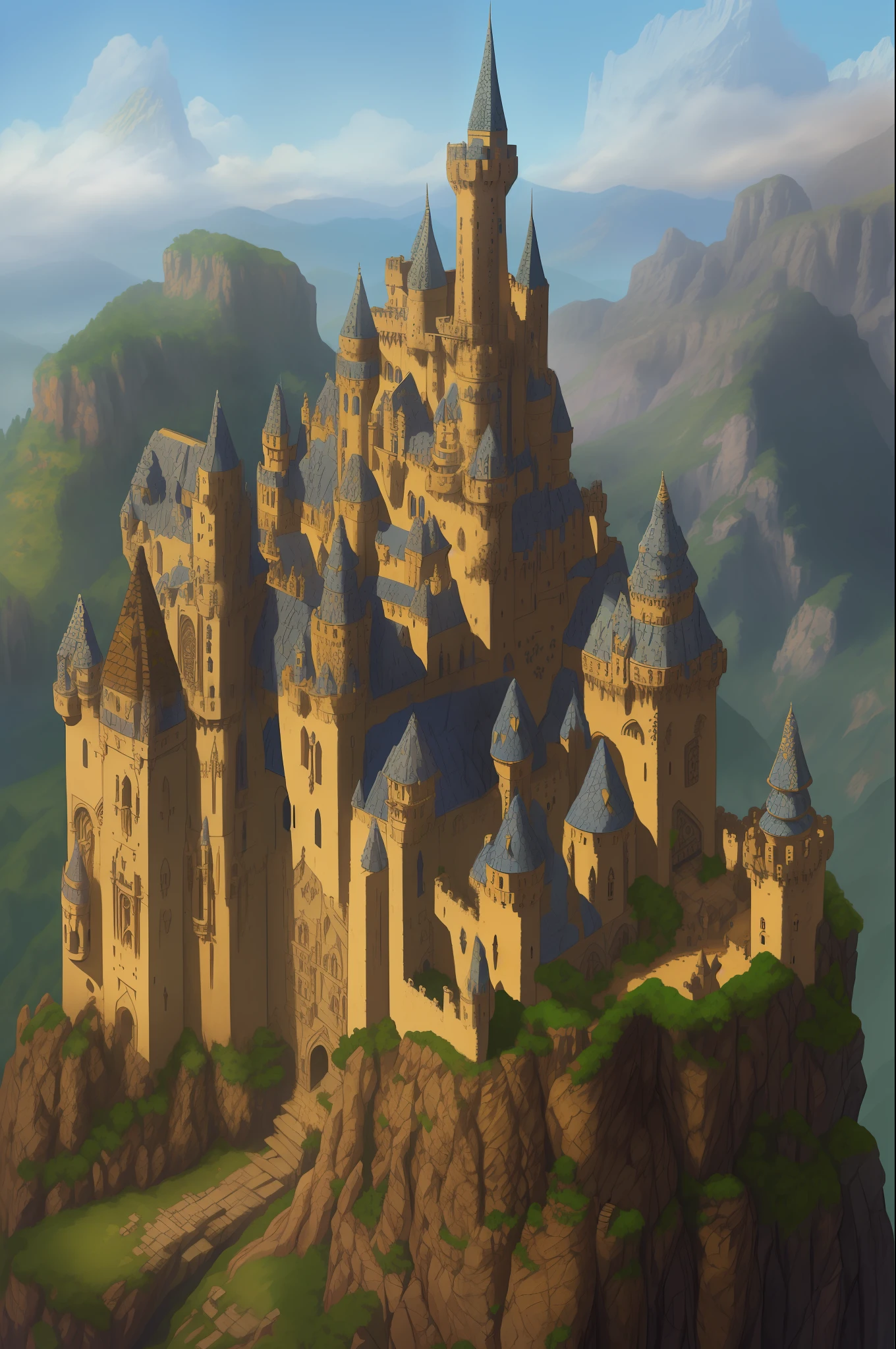 A forbidden castle high up in the mountains, pixel art, (intricate details:1.12), hdr, (intricate details, hyperdetailed:1.15), (natural skin texture, hyperrealism, soft light, sharp:1.2), game art, key visual, surreal