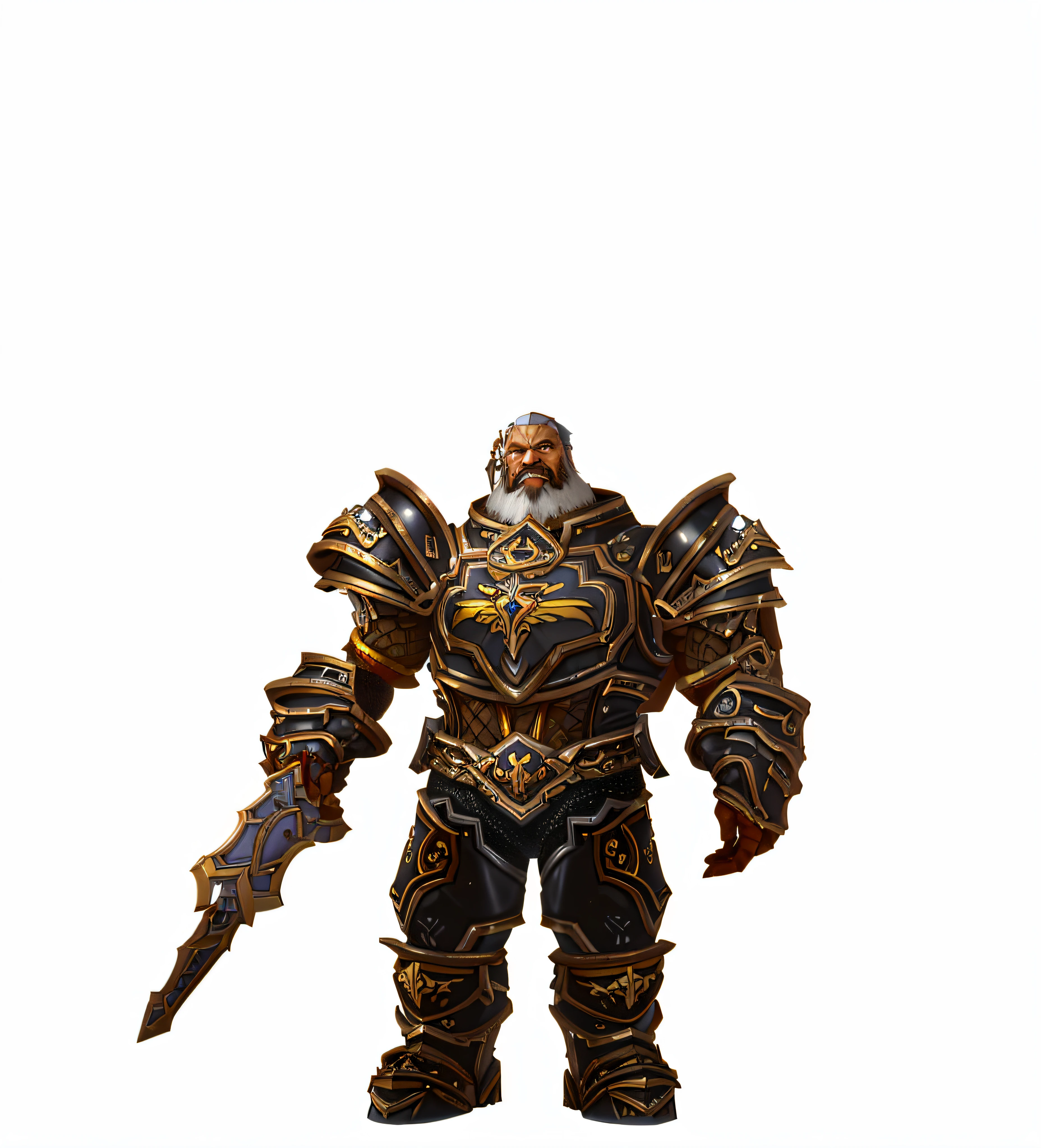 (8k, RAW photo, best quality, masterpiece: 1.2), (realistic, photorealistic: 1.37), A closeup of a dwarf in armor holding an axe, epic paladin armor, black heavy armor, a dwarf male paladin, handsome face, wearing thunder armor, World of Warcraft armor, heavy white and gold armor, paladin armor, heavy gold armor, heavy fantasy armor,  Warcraft character, heavy silver and gold armor, male paladin, heavy gold obsidian armor --auto --s2