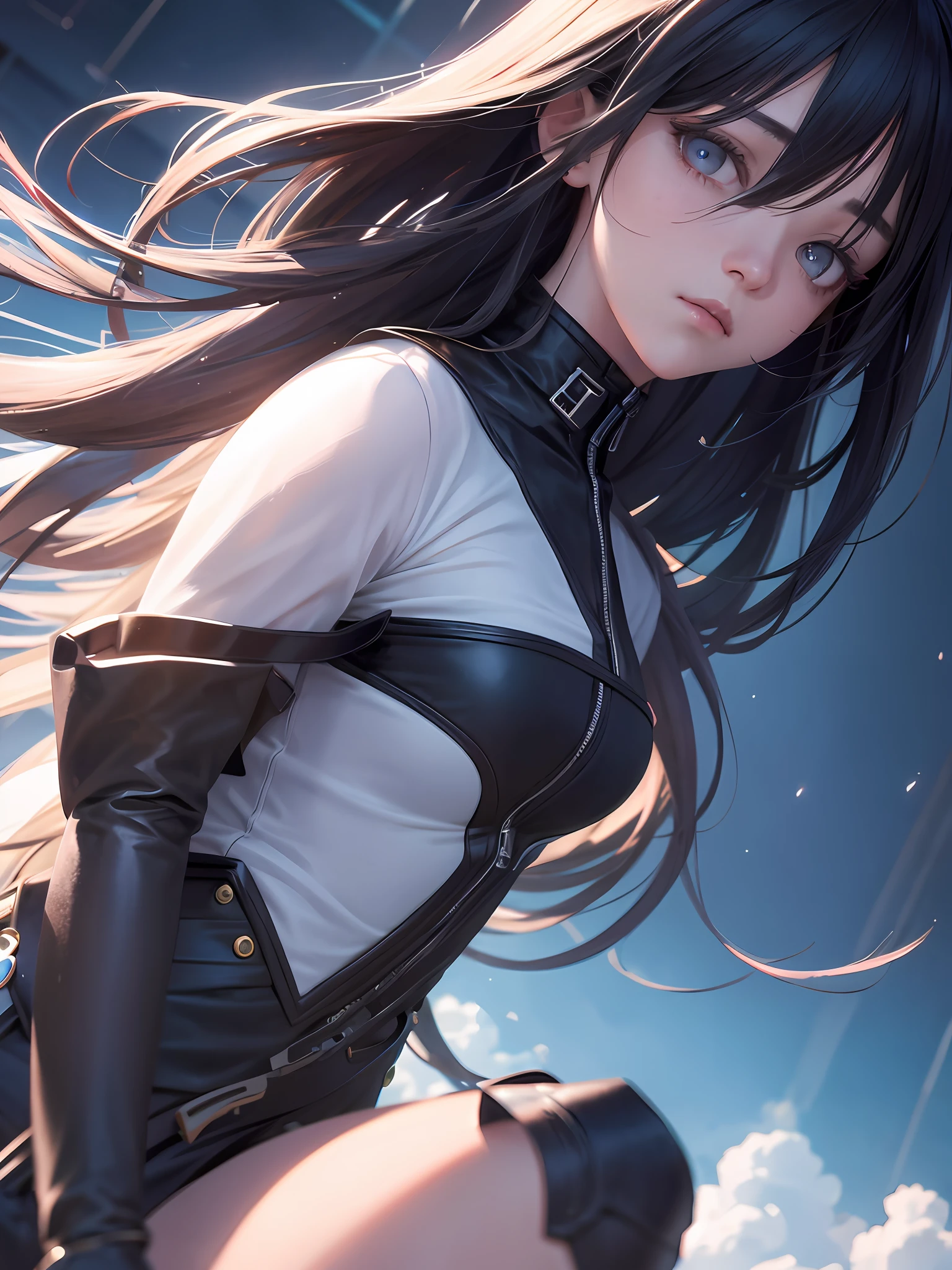movie still, cloud girl, floating in the sky, (close-up: 1.1), bright, happy, fun, soft lighting, best quality, masterpiece, anime style, beautiful woman,ultra beautiful detailed eyes, ,Precise iris depiction
,hyper detailed face, complex, perfect, model, textured, chiaroscuro, professional make-up, realistic, rough, dominating, figure in frame, Super beautiful background drawn by WLOP, cinematic lighting, fireflies, ethereal,