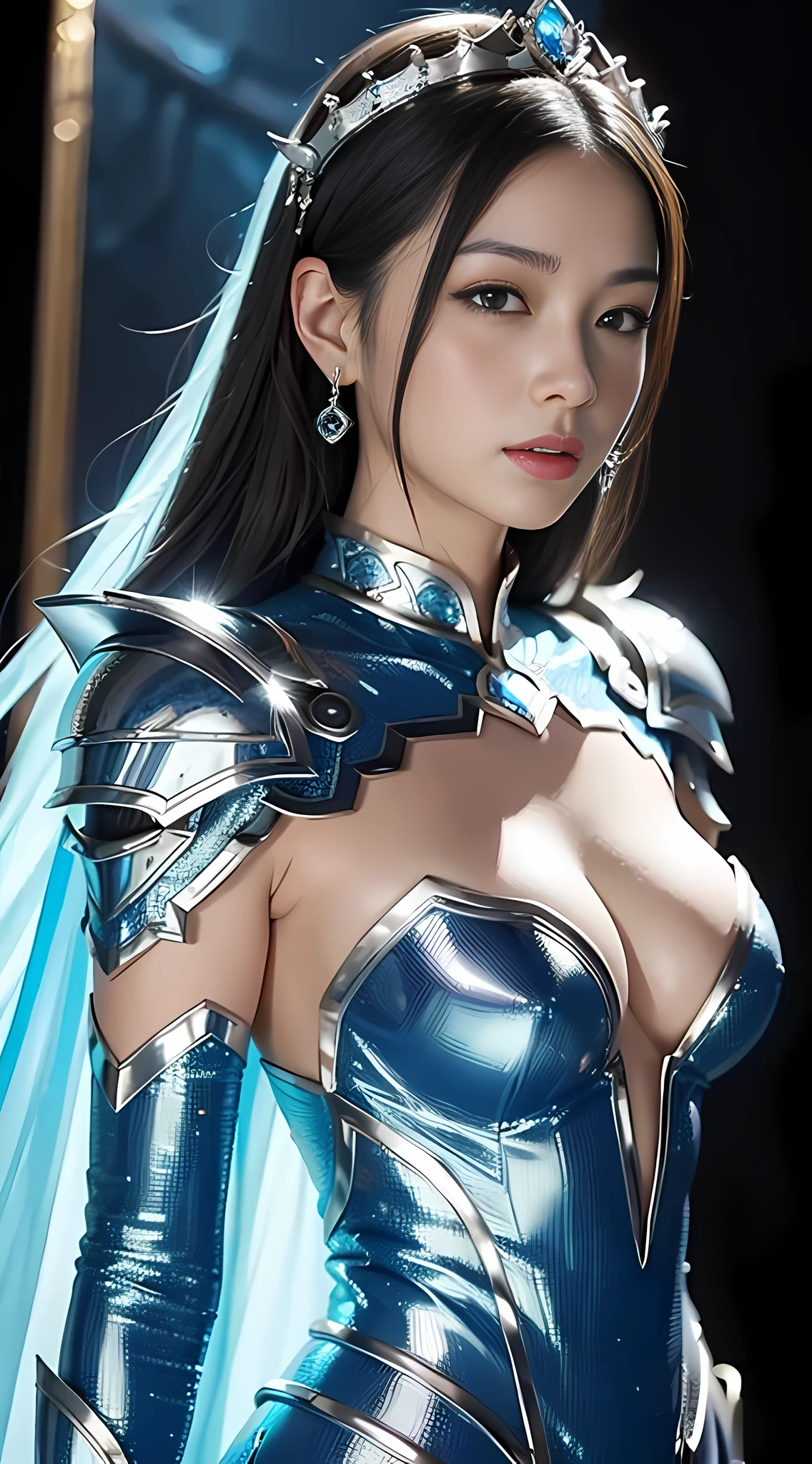 a close up of a woman in a silver and blue dress, chengwei pan on artstation, by Yang J, detailed fantasy art, stunning character art, fanart best artstation, epic exquisite character art, beautiful armor, extremely detailed artgerm, detailed digital anime art, artgerm on artstation pixiv, armor girl