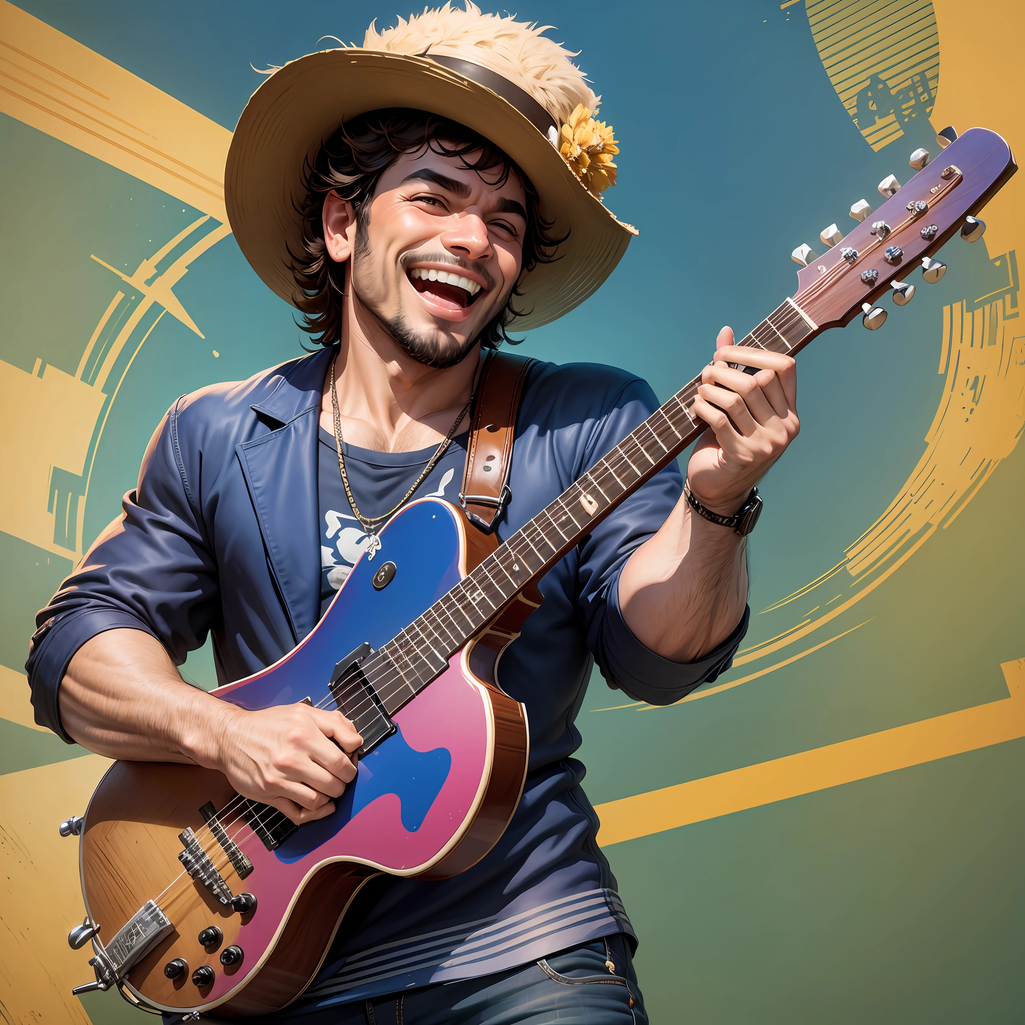 Caricature of lord playing box of rufo forrozeiro with a sorrizo in the face sertanejo --auto --s2