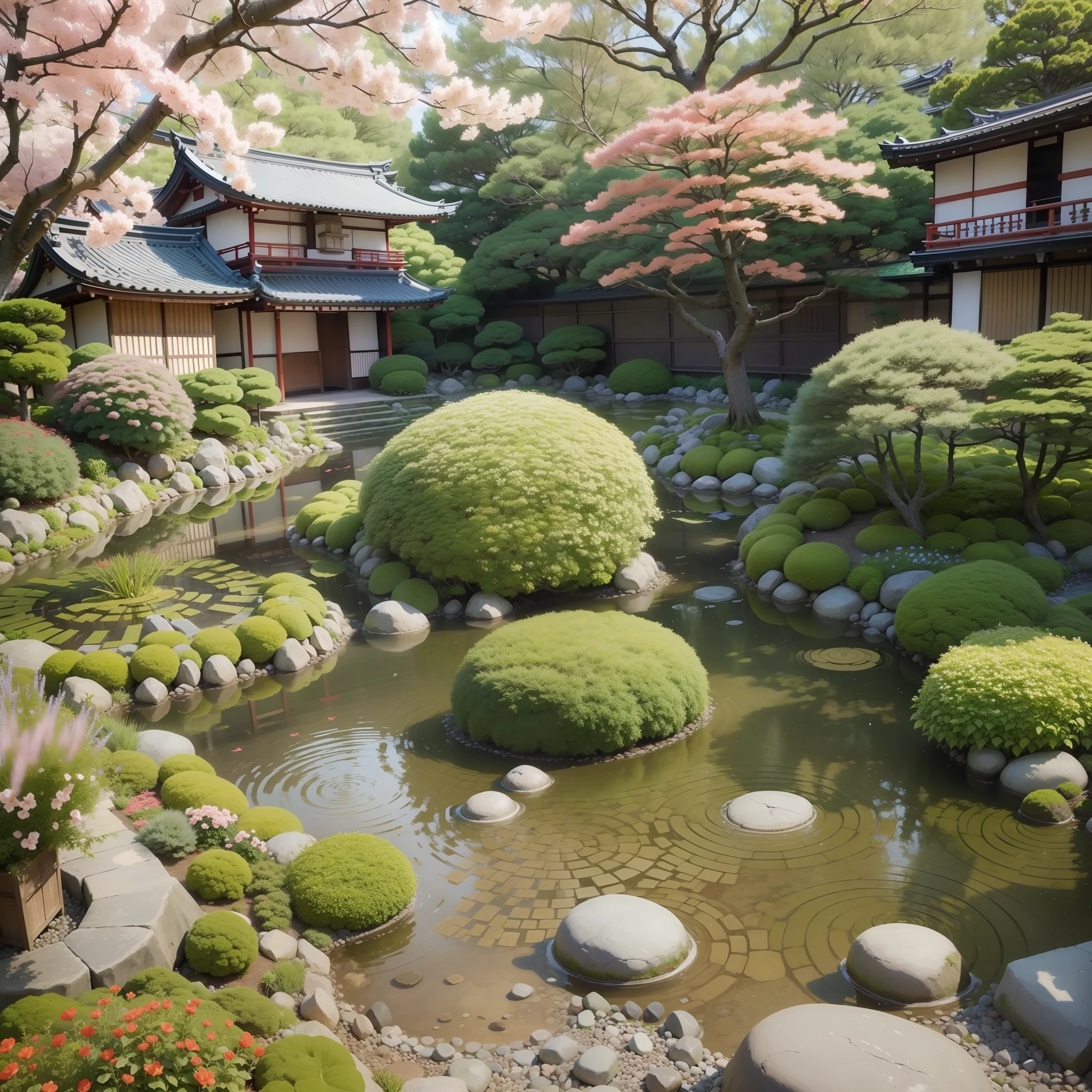 small floral garden in Kyoto Japan