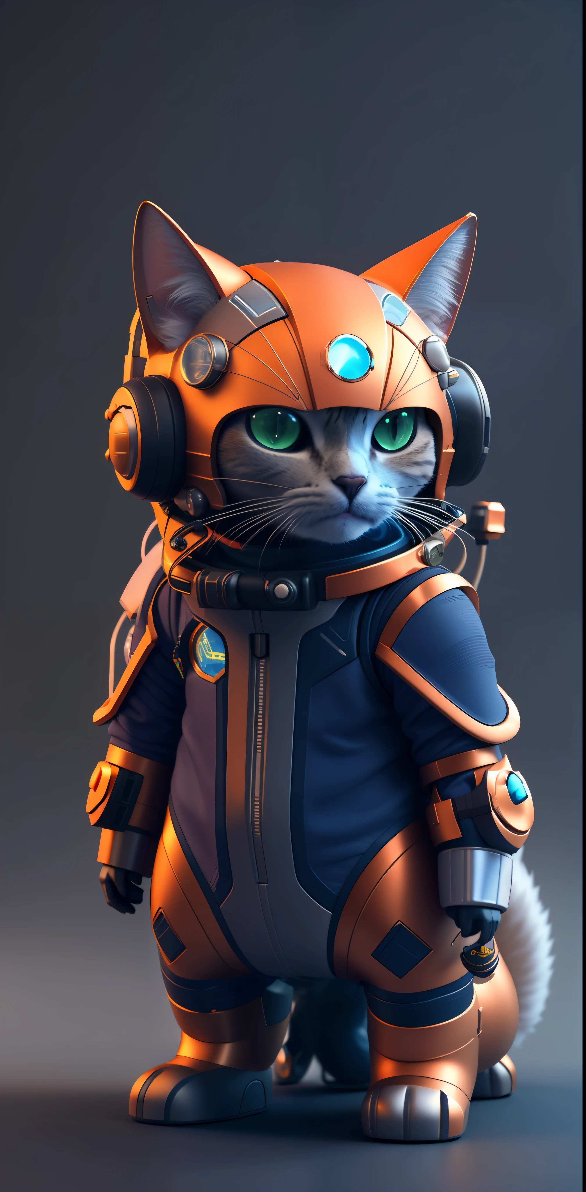 there is a cat in a space suit with a helmet on, cyborg kitten, cute 3 d render, rendered in redshift, 3 d render stylized, cyberpunk cat, scifi character render, scifi character, stylized 3d render, stylized as a 3d render, 3 d render character art 8 k, cgsociety 8k, cgsociety 8k