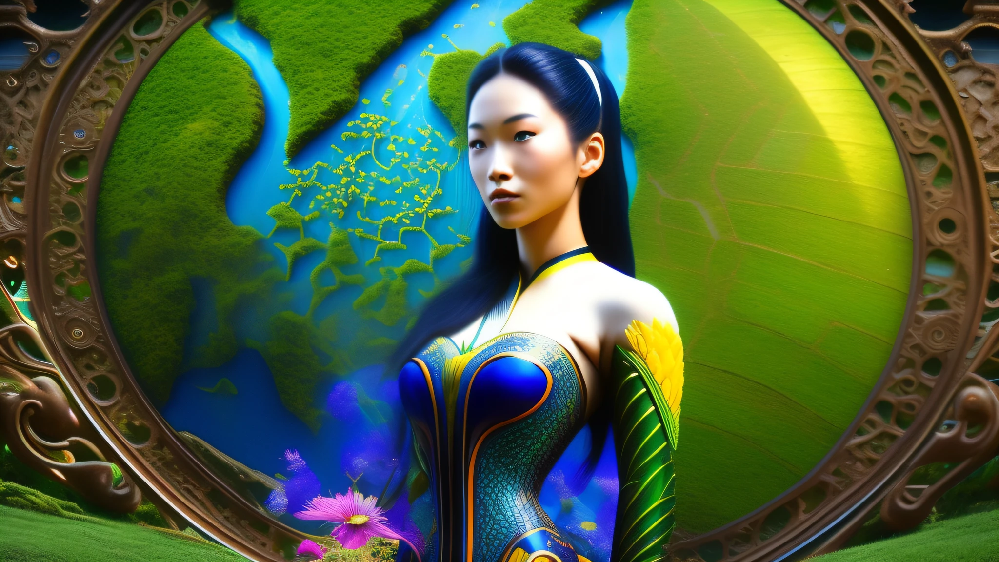 The first "yin" and "yang" artificial life forms, "Shadow" and "Sunny," created by synthetic biology, are recognized as a quantum "superposition" of the Earth's human species. This synaptic opening will have a great impact on the nature of the new line of artificial female life forms in the future. intricate detailed background is bio mechanic wall, depths of field --ar 2:3 --style raw --s 100 --weird 30