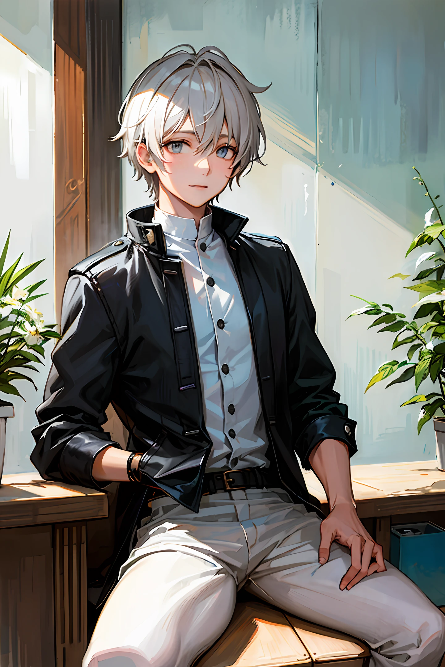 (Masterpiece), (Best Quality: 1.0), (Ultra High Definition: 1.0), Detailed Illustration, Portrait, Anime Boy, Detailed Cool Clothes, Detailed Beautiful Skin, Face Focus