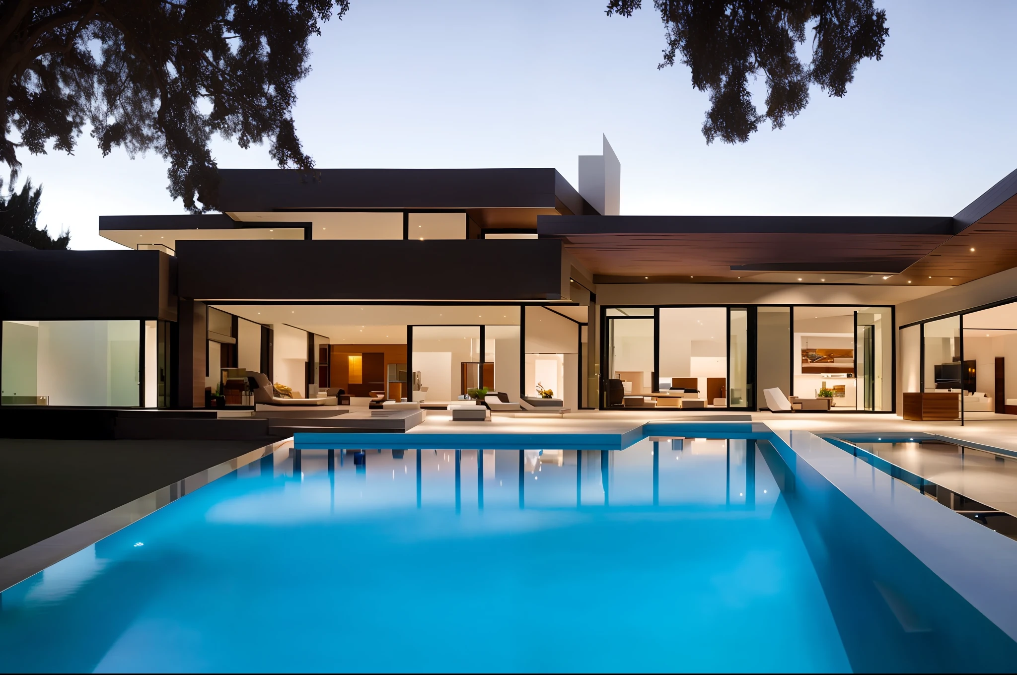 dvArchModern, 85mm, f1.8, portrait, photorealistic, hyper-realistic, prayerful, super detailed, intricate, dramatic, solar lighting, shadows, high dynamic range, modern interior, swimming pool, beach house, mexico, minimalist, wood cladding, wooden details on the walls, façade Freddy Mamani Silvestre, Architectural finishes. Floating float in the pool.