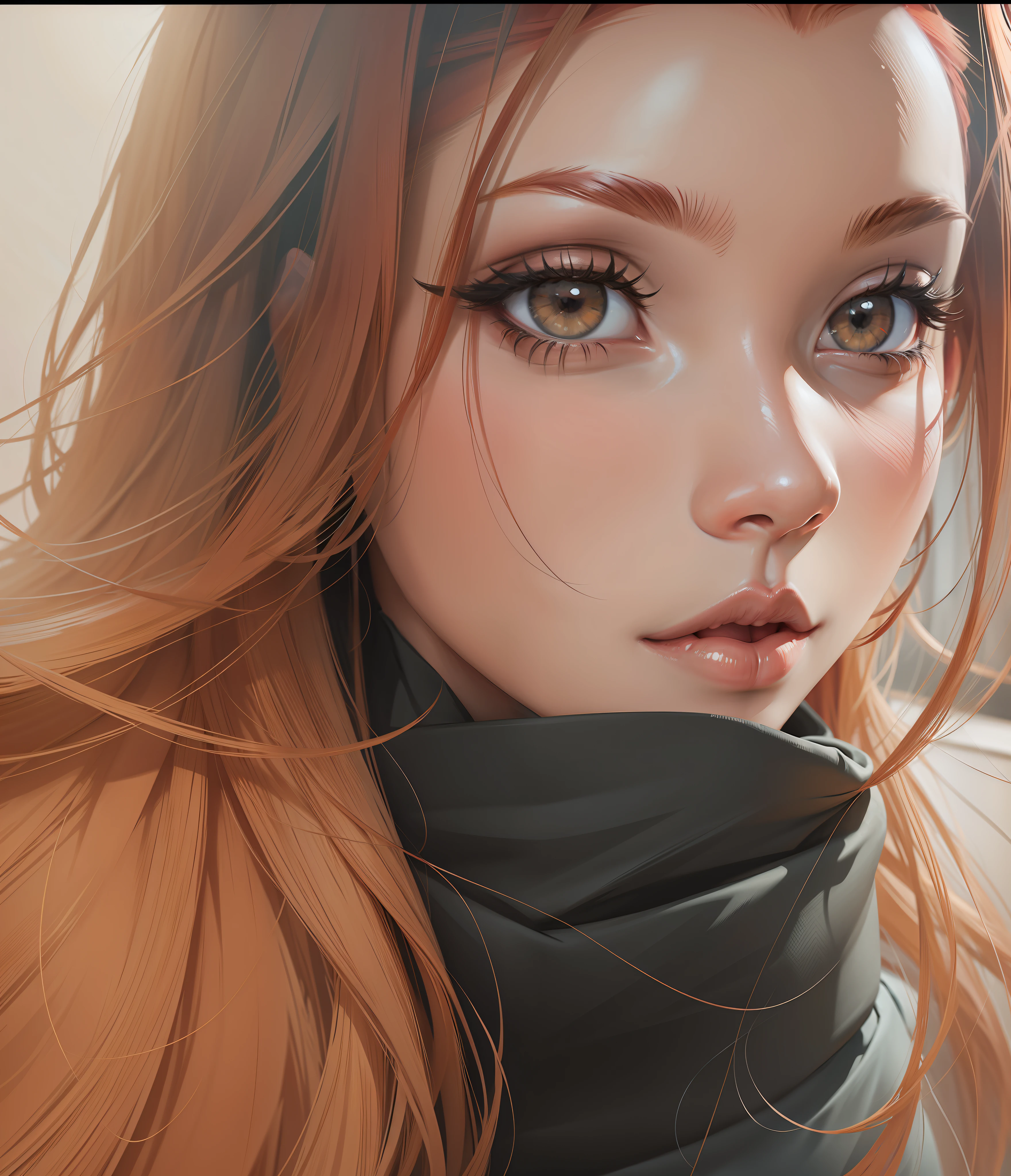 Manga style drawing, redhead, full body