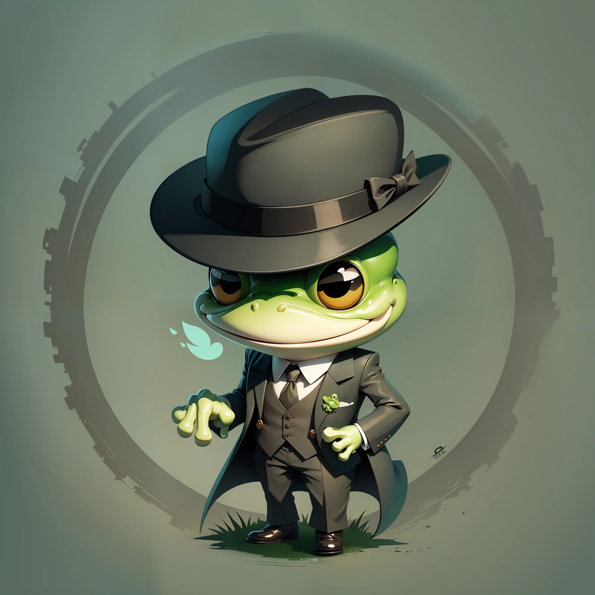 Wallpaper of A frog in peaky blinder style, suit, drawing style, vectorized, logo, minimalist, cartoon,(high quality))((artwork)) --auto --s2