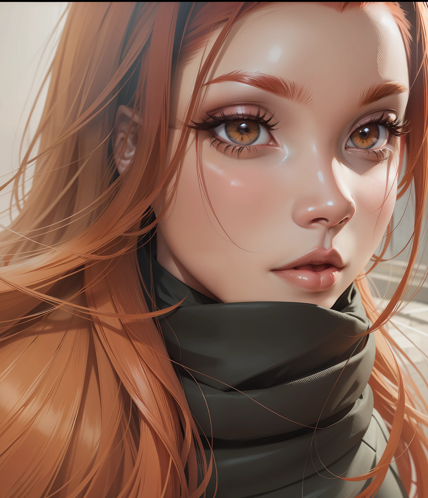 Manga style drawing, redhead, full body