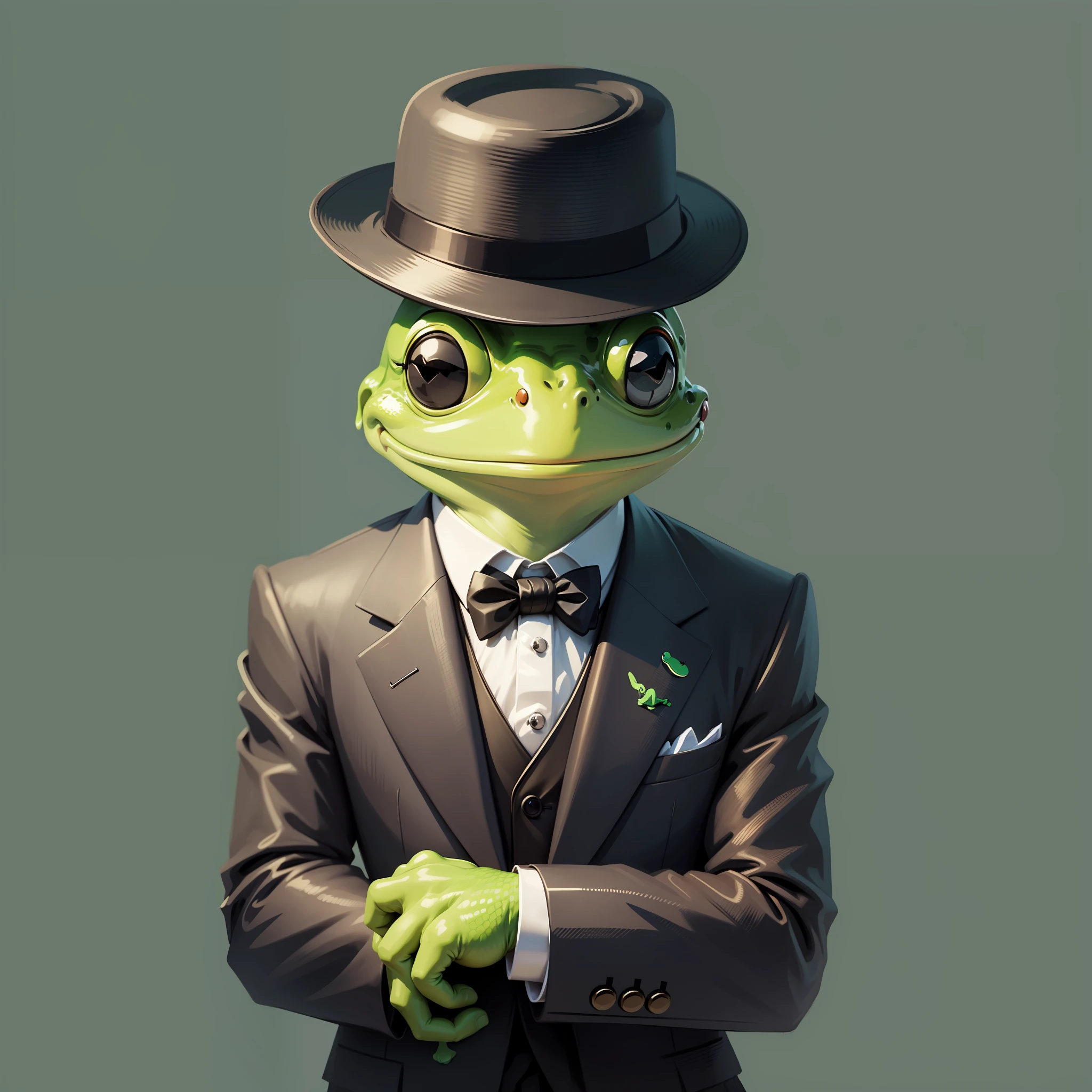 Wallpaper of A frog in peaky blinder style, suit, drawing style, vectorized, logo, minimalist, cartoon,(high quality))((artwork)) --auto --s2
