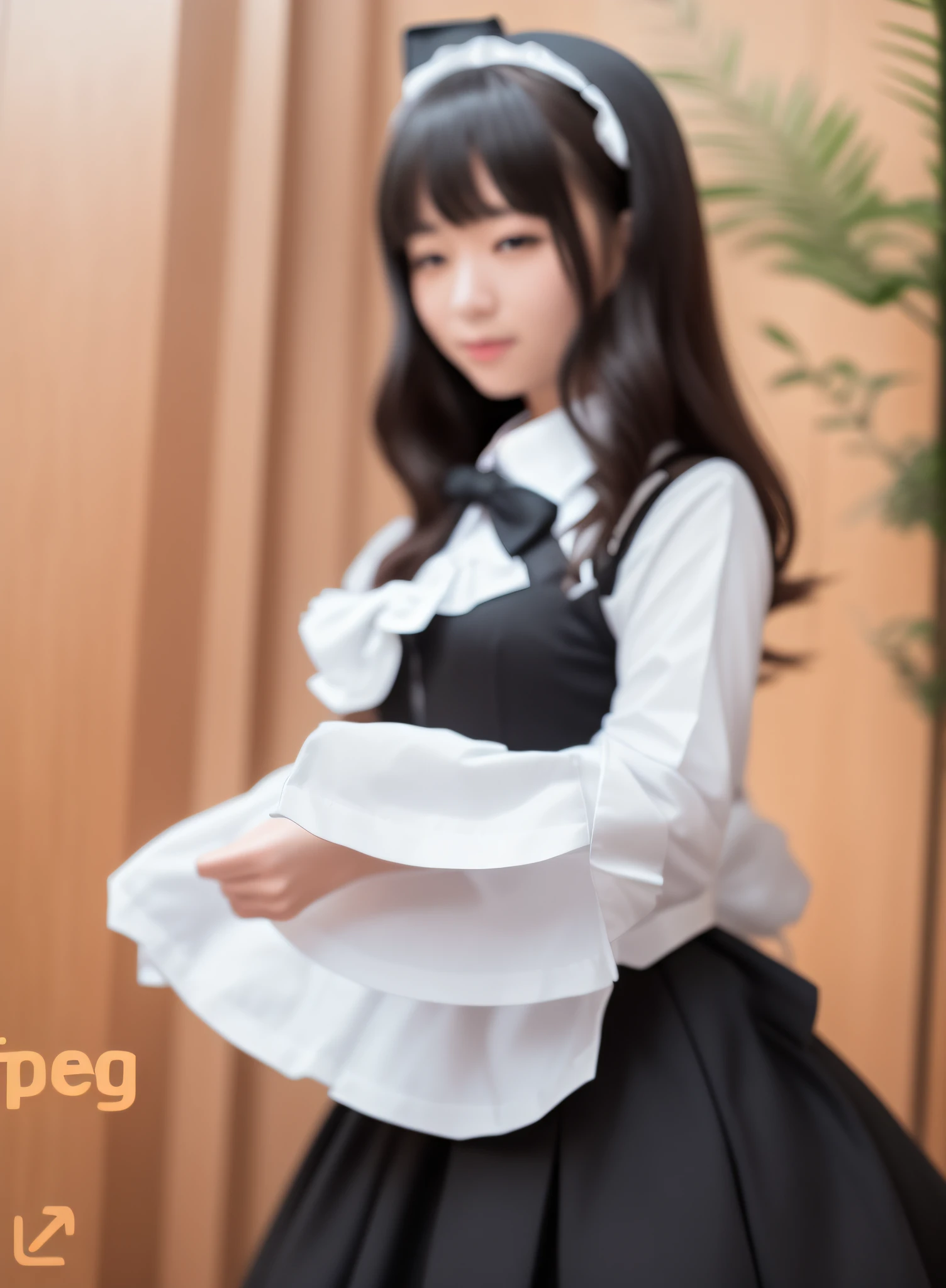 arafed image of a woman in a maid outfit posing for a picture, gorgeous maid, [32k hd]^10, cosplay of a catboy! maid! dress, maid, maid outfit, trending at cgstation, maid dress, asian, korean, japanese, anime girl in a maid costume, sakimichan, loli