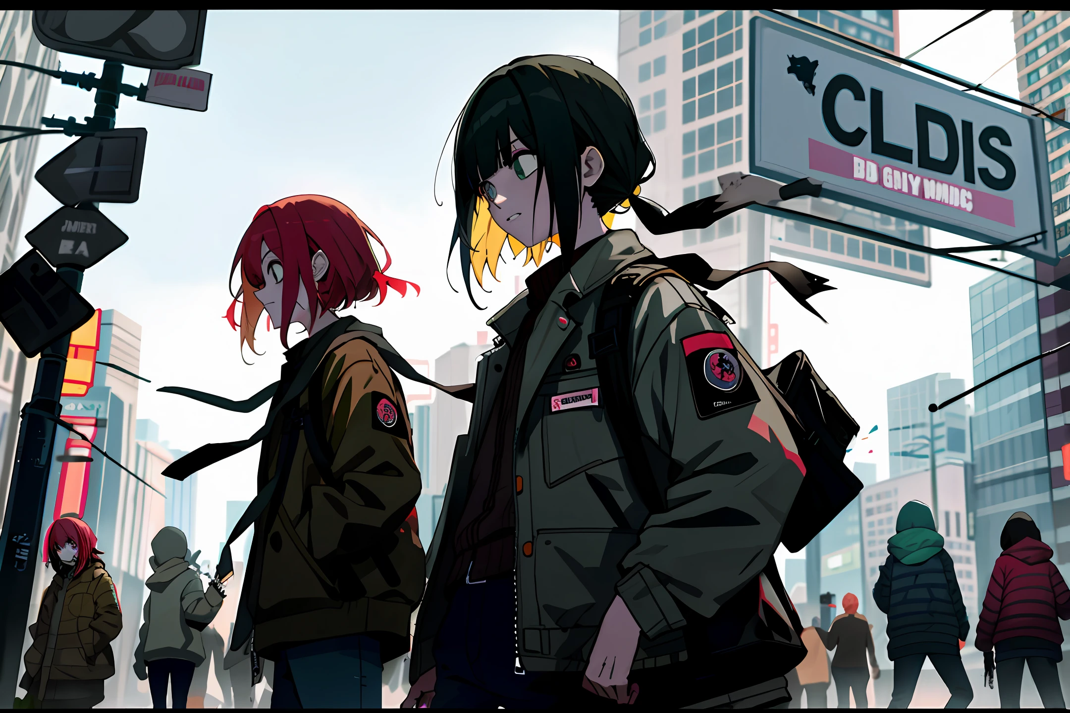 Girls but killing zombies in the city