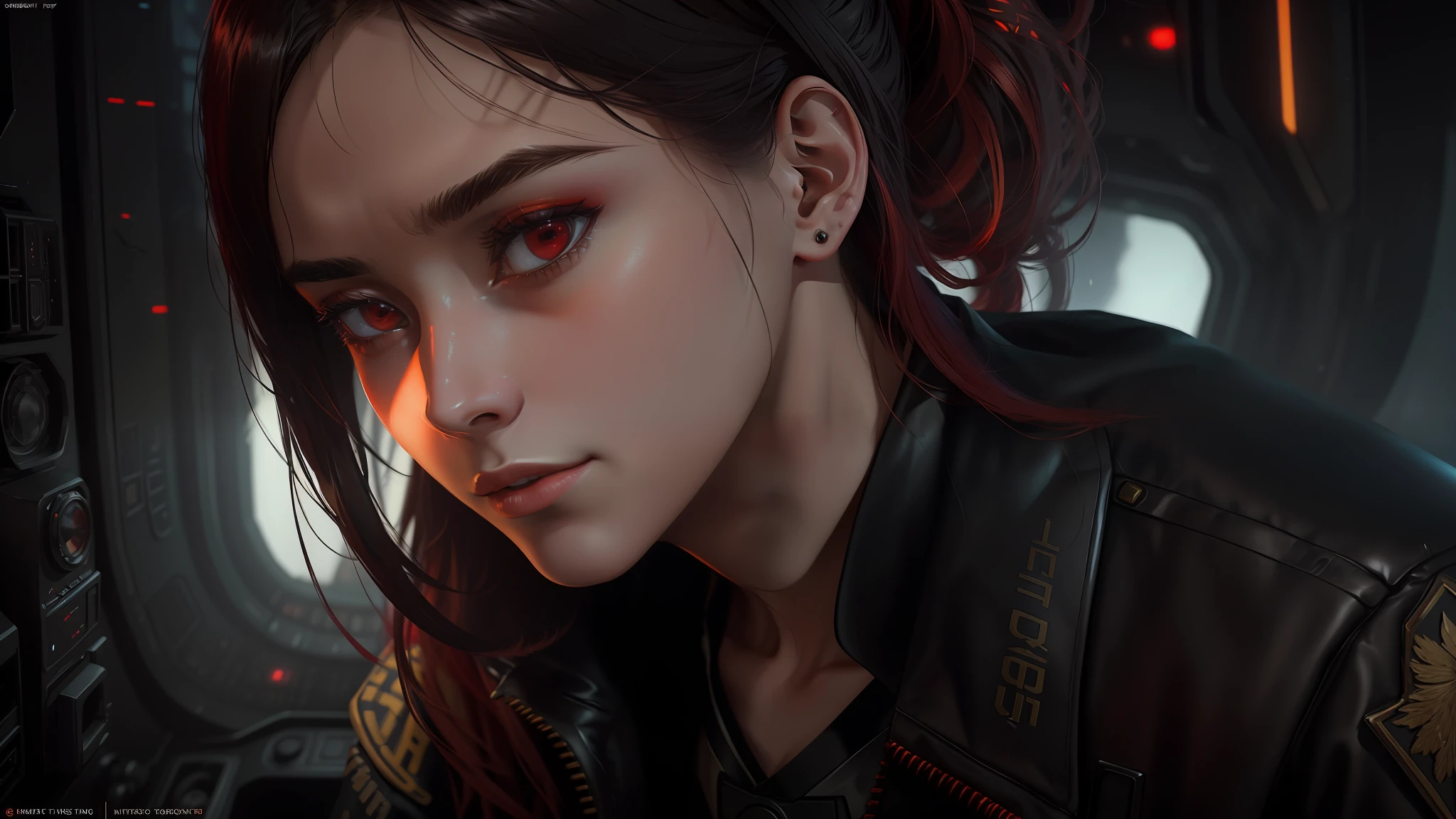 (Gorgeous Drawing:1.3) of (Ultrarealistic:1.3),(Grim:1.3) photorealistic,,best quality,masterpiece,highly detailed,ultra-detailed, 1girl,[Cara Delevingne:Chou Tzu-yu:0.3], (photo of a woman as:1.03) jcon-subject (analog style:1.08) modelshoot style swpunk headshot north korean general center frame (wearing ornate army general uniform:1.10) (medals:1.10) sharp focus smile dust motes close up looking at viewer dust volumetric lighting ISO1600 sargent-style uniform, unreal engin 5,octane render,(2D:1.2), limited palette flat color,, digital painting, artstation, concept art, smooth, sharp focus,art by ross tran and greg rutkowski and alphonse Mucha and Bak Karol,, (oil painting:1.16),(acrylic paint:1.16),,(__Hyperrealism:1.3),(__Photorealism:1.3),(Red hue:1.3),trending on cgsociety and unreal engine 5 by greg rutkowski. highly detailed 8k digital painting close up depth of field 3 d render movie poster style retro futuristic blade runner 2049 colors space artstation concept cinematic dramatic octane rendering redshift neon lighting photorealism photo realisitc hyperdetailed digital matte