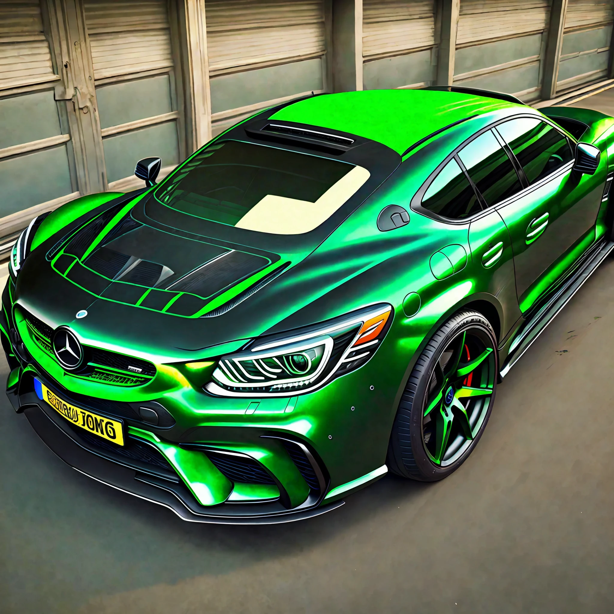 car mercedes gt 63 4k green in black --auto --s2
