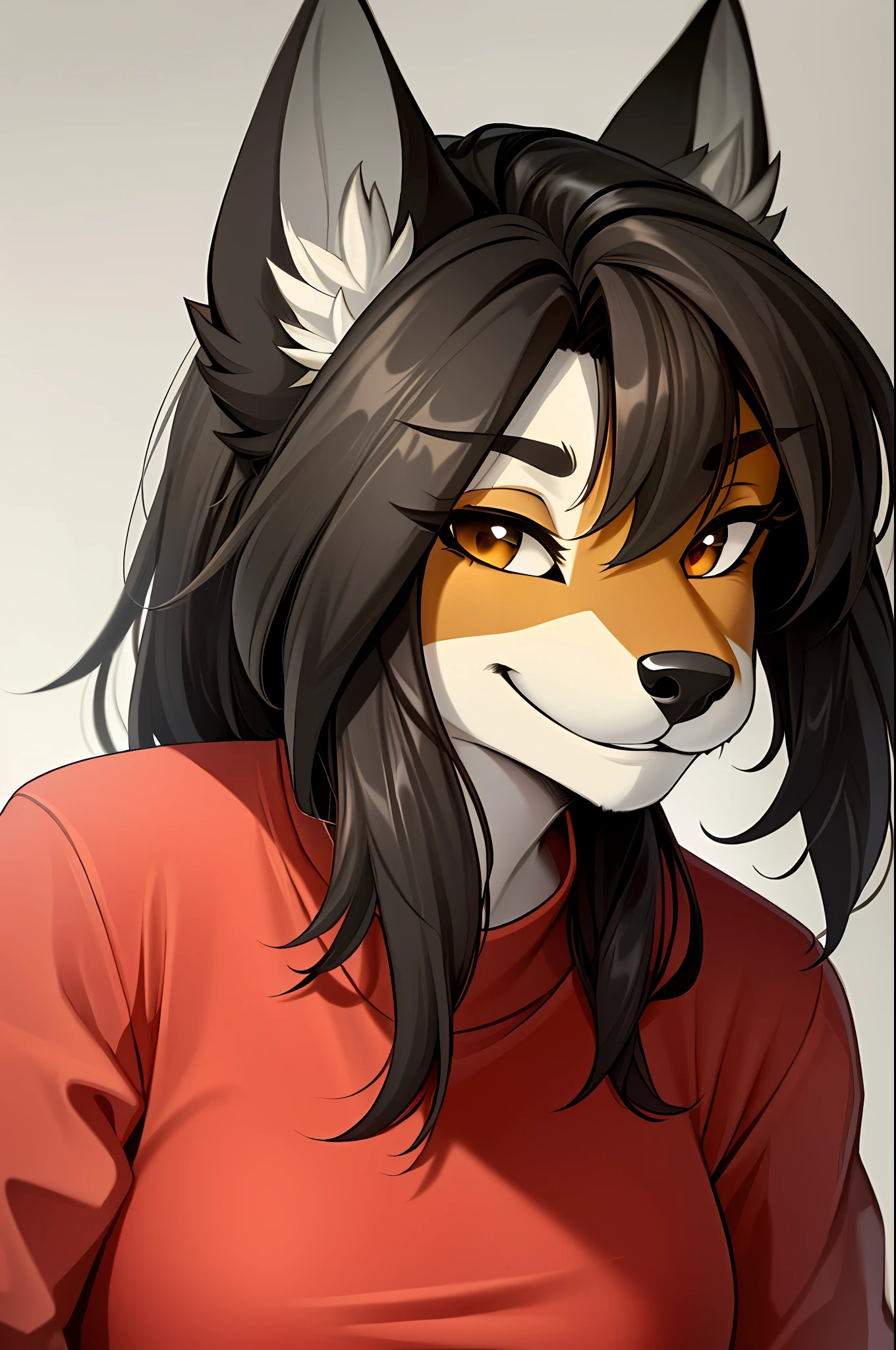 ((masterpiece, best quality)), (anthro furry:1.3, muzzle:1.2, anthro:1.3, furry:1.2, closeup:1.2, female solo:1.2, neckline, leaning forward, smile, red), no blouse, sweatpants,transparent blouse