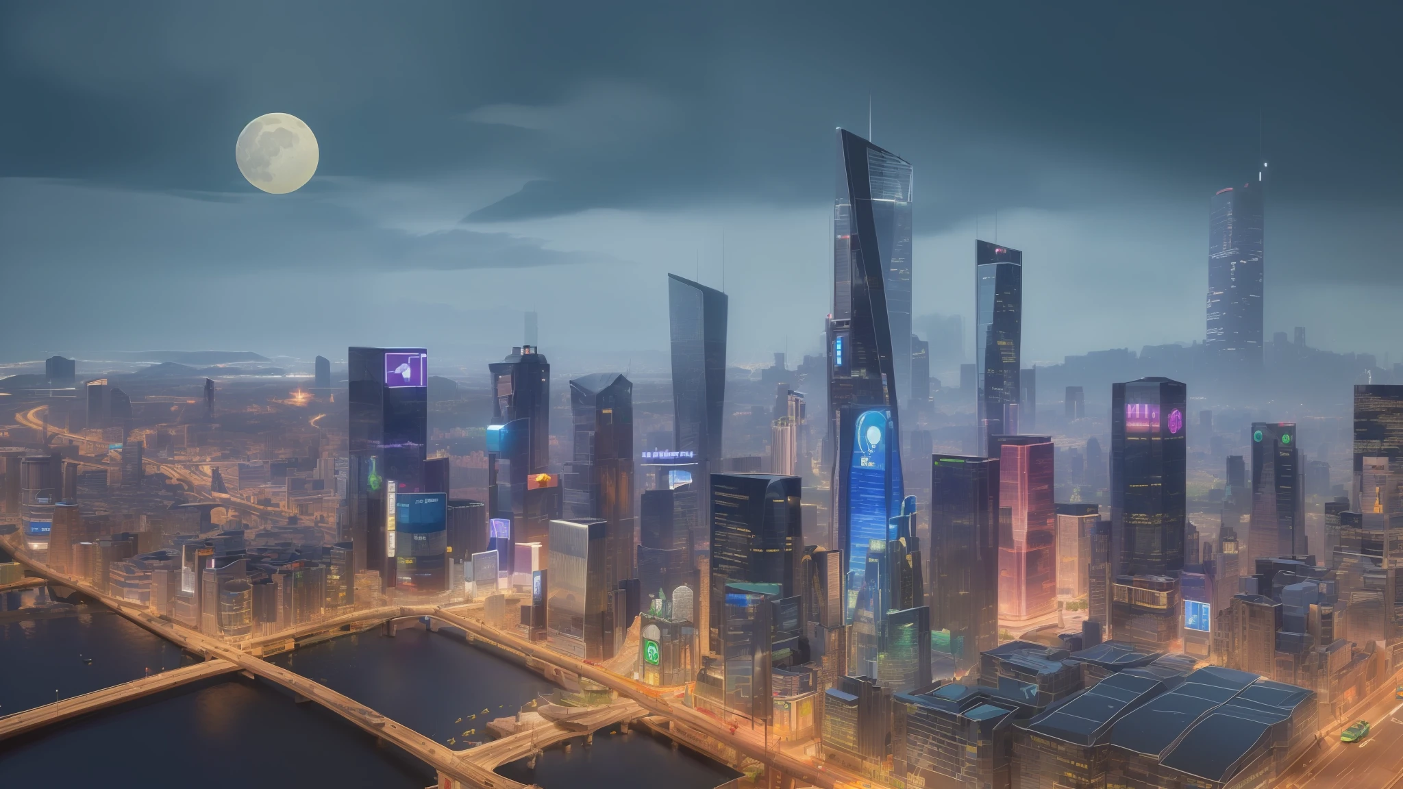 (((masterpiece, best quality, city:1, mini\(ttp\), miniature, isometric, landscape, in a cup))), cyberpunk city, futuristic:1, multiple levels, overcast, night, flying cars, floating ads, neon lights, lights, cityscape:0.9, clear, cloudy:0.25, moonlit