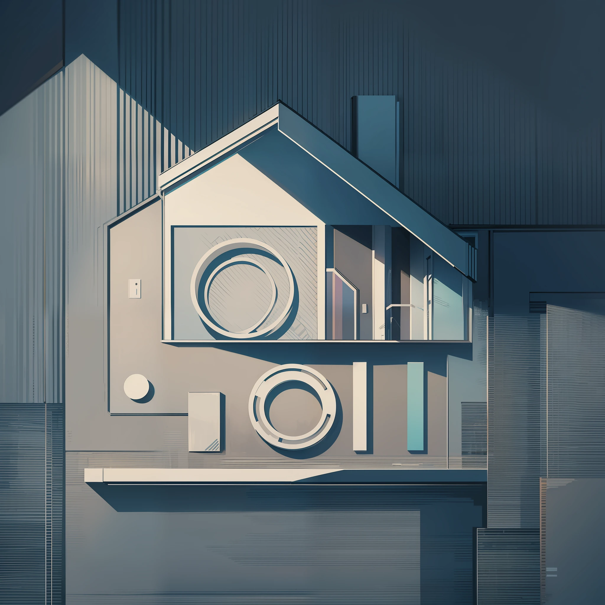 A sleek house logo, infused with a touch of abstract art, portraying a contemporary and sophisticated vibe, bathed in soft pastel hues. And then a "Home Sweet Home" t-shirt design graphic, Vector, contour, white background.