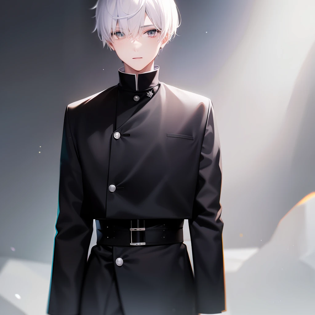 Boy with white hair, black clothes