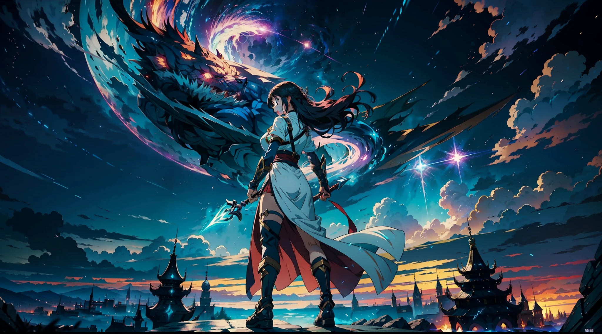 The anime begins with our protagonist, a young 20-year-old woman with magical abilities, discovering her power and learning to control it. She is a fearless warrior in search of adventures and challenges. The story unfolds in a fantasy world full of magical monsters and powerful beings gigantic colossal creatures. Throughout the plot, our heroine faces powerful and dangerous monsters, but finds loyal allies who help her on her journey. Together, they face epic battles and challenges that test their skills and their courage. The anime's animation is stunning, with vibrant colors, detailed backdrops, and fluid movements. The visual effects are breathtaking, with bursts of energy, lightning and other manifestations of magical power. In the end, our heroine becomes a legendary warrior, respected by all and feared by her enemies. She is the protector of her homeland, ready to fight any threat that arises. This epic anime is a thrilling adventure that keeps the viewer stuck until the end.