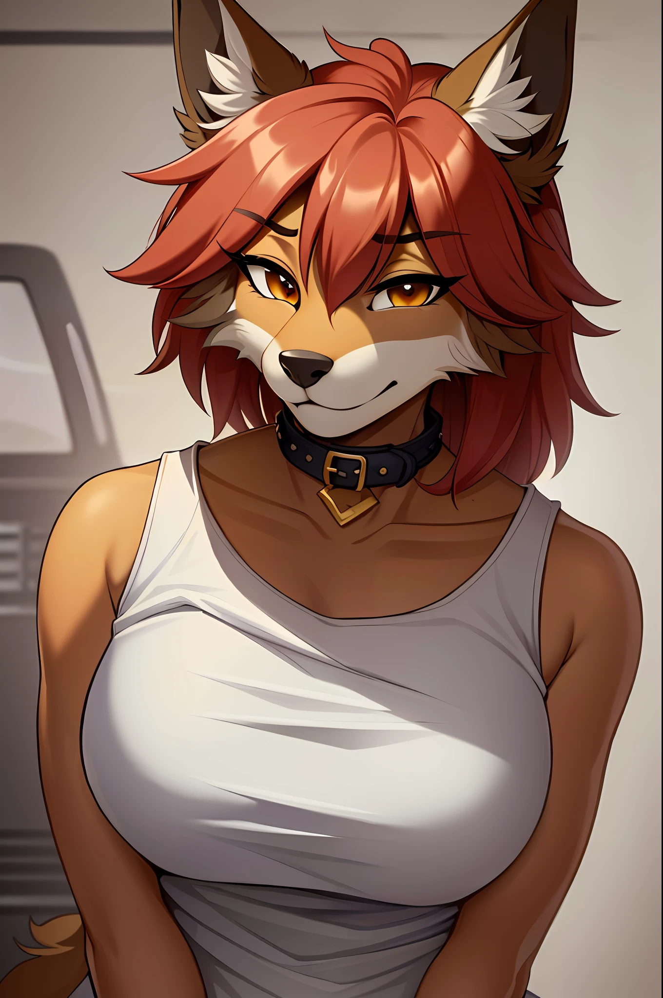 ((masterpiece, best quality)), (anthro furry:1.3, muzzle:1.2, anthro:1.3, furry:1.2, closeup:1.2, female solo:1.2, neckline, leaning forward, smile, red), no blouse, sweatpants,transparent blouse