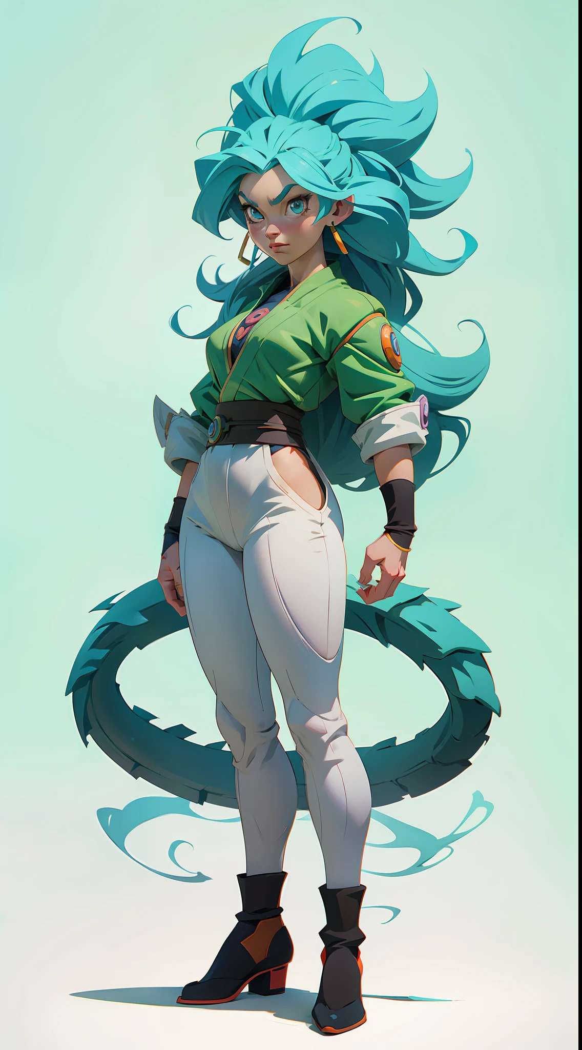Dragon Ball Super character concept, full body, colored, illustration, soft lighting, soft details, painting oil on canvas, octane render, HDR, trending on artstation, 4k, 8k, HD
