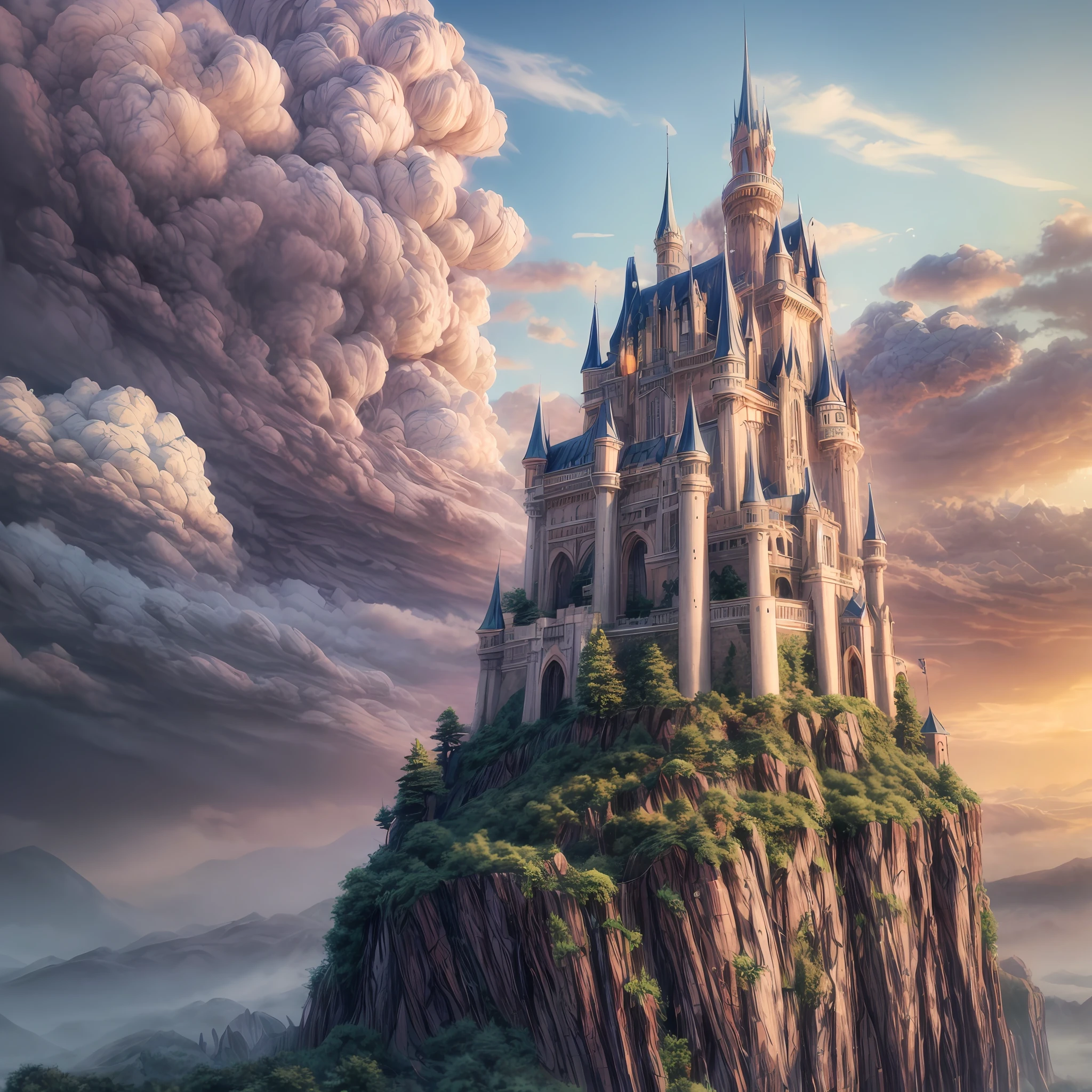 anime scene of a tree with a castle in the background, concept art by Kamagurka, pixiv contest winner, fantasy art, anime background art, anime concept hdr anime macmanus, 4k highly detailed digital art, background artwork, anime epic artwork, anime scenery concept art, 4k detailed digital art, made of tree and fantasy valley,