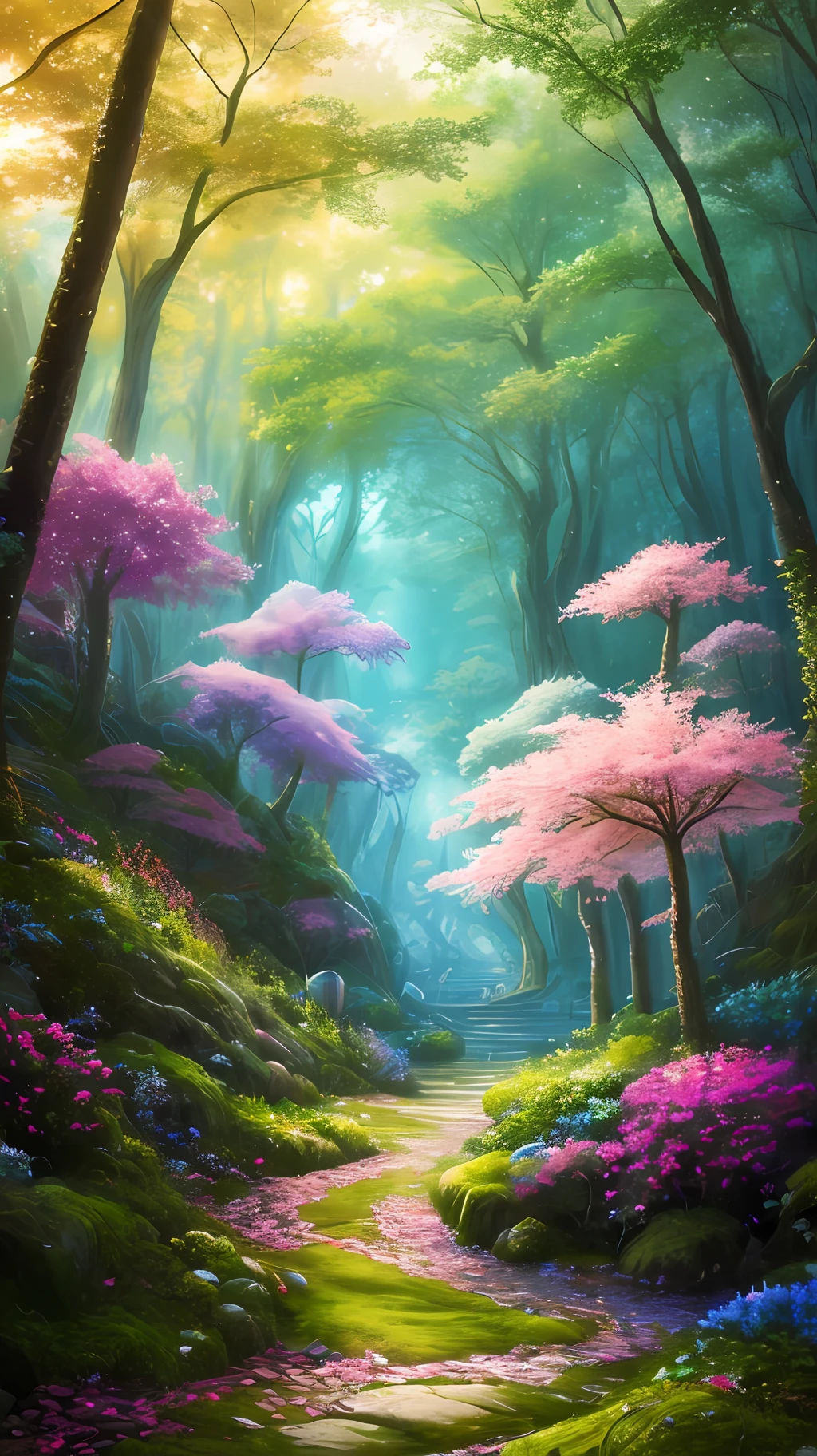 masterpiece, best quality, high quality,extremely detailed CG unity 8k wallpaper, An enchanting and dreamy scene of a fantasy forest, with towering trees, glowing mushrooms, and hidden fairy glens, creating a sense of mystique and enchantment, artstation, digital illustration, intricate, trending, pastel colors, oil paiting, award winning photography, Bokeh, Depth of Field, HDR, bloom, Chromatic Aberration ,Photorealistic,extremely detailed, trending on artstation, trending on CGsociety, Intricate, High Detail, dramatic, art by midjourney
