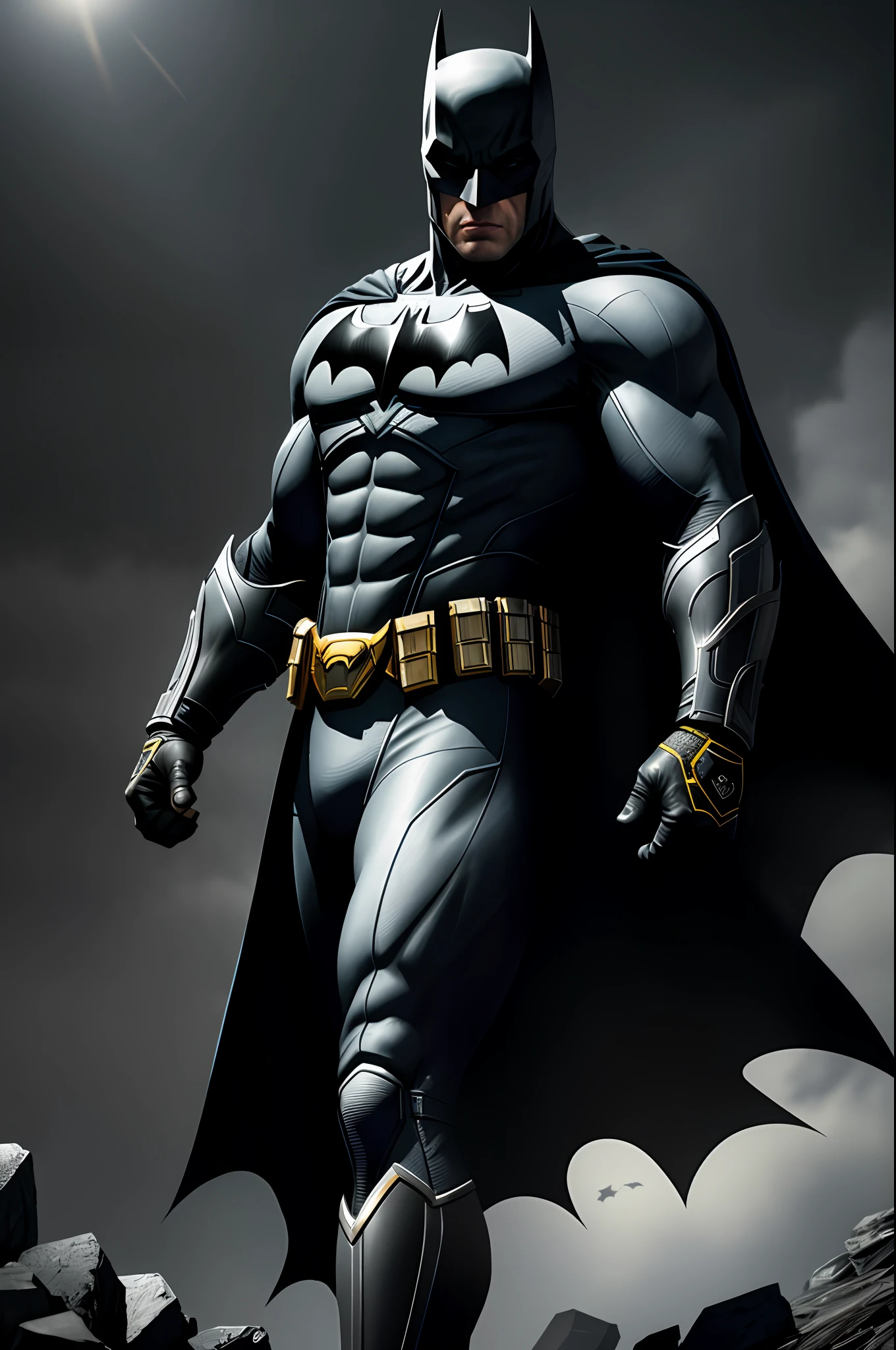 (8k, RAW photo, best quality, masterpiece: 1.2), ultra detailed, official art, photo-realistic: 1.37, upper body shot, Batman wonder, film grain, action pose