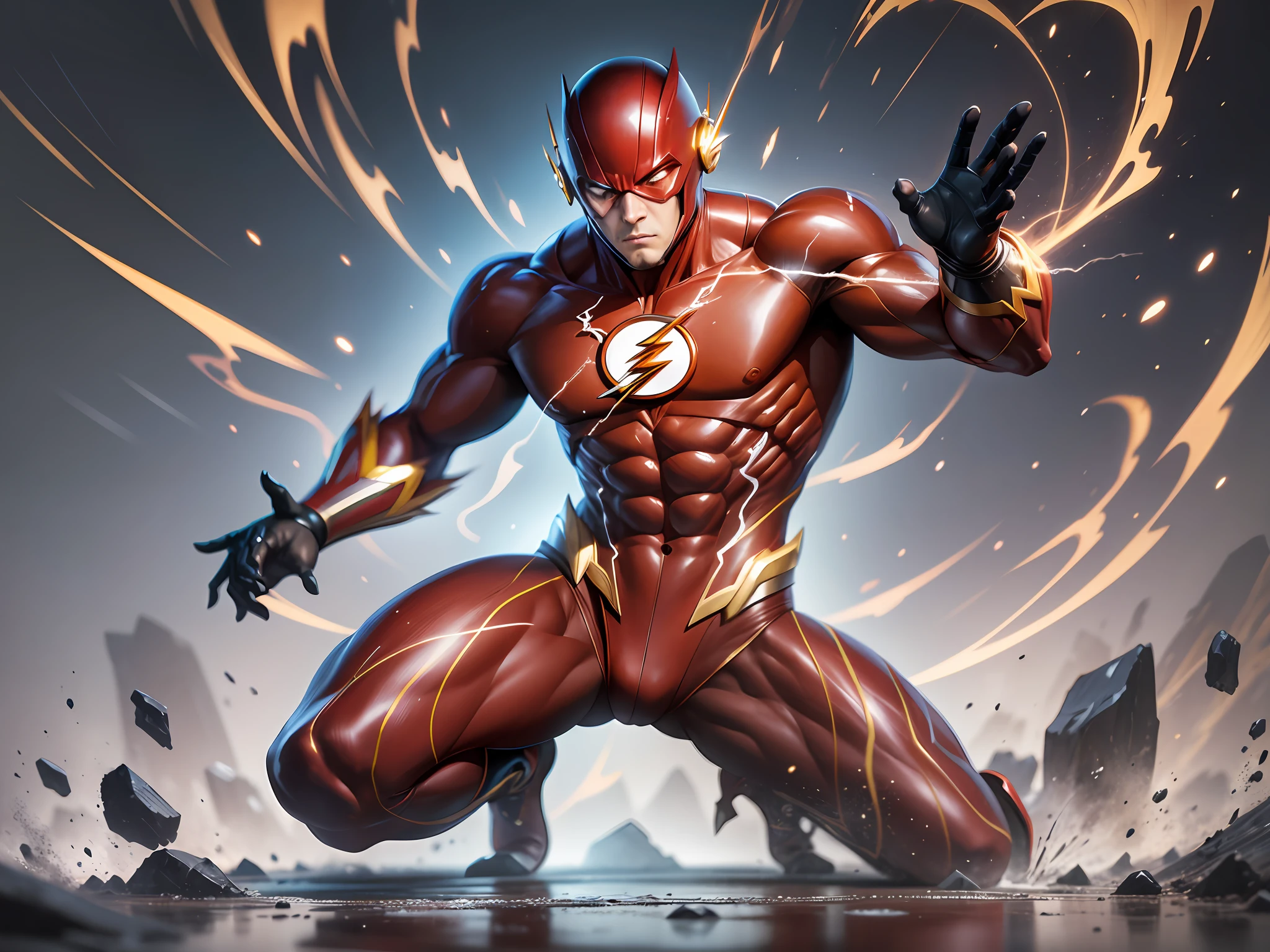 the flash from dc comics, full body::1, alex ross art, (alex ross style:0.5), alex ross art style, alex ross, speed, 4k, raw photo, best quality, masterpiece, ultra high res, (photorealistic:1.4), two hands, chinese traditional ink style, dynamic movement, dynamic pose, movement, Amazing Vector in oil painting environmental art cinematic, diorama, intricate detail, solo --auto --s2