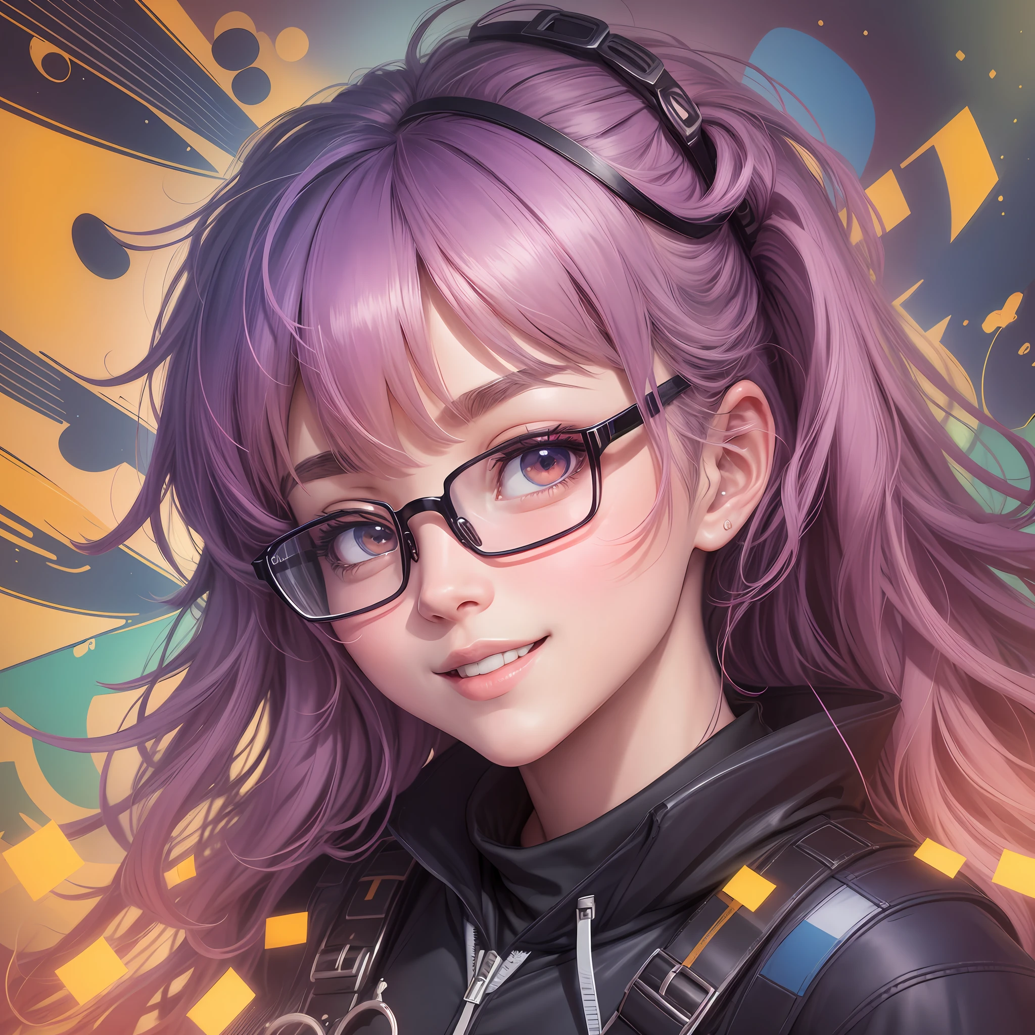 over-rim eyewear, light smile, cheek poking, anime, Fauvism, speed lines, three sided view, cut-in, 8k, 8k, high details, masterpiece, UHD --auto --s2