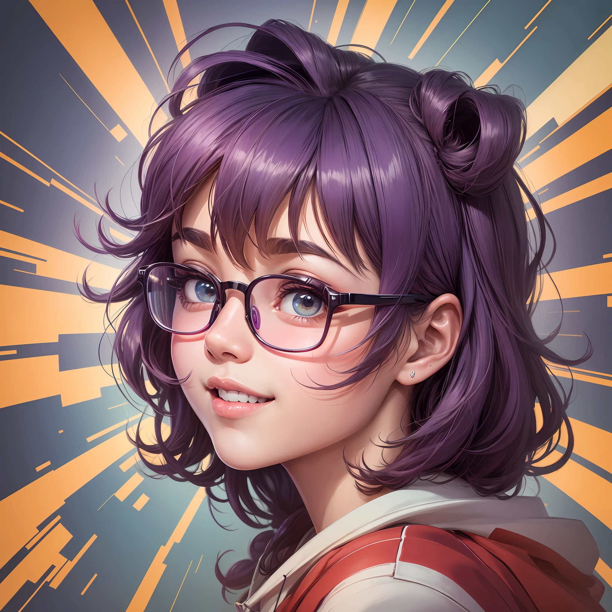 over-rim eyewear, light smile, cheek poking, anime, Fauvism, speed lines, three sided view, cut-in, 8k, 8k, high details, masterpiece, UHD --auto --s2