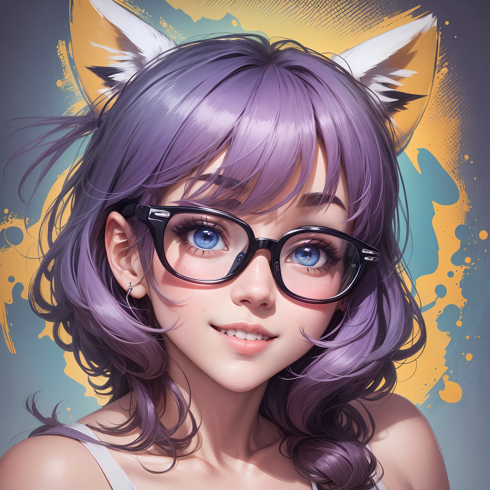 over-rim eyewear, light smile, cheek poking, anime, Fauvism, speed lines, three sided view, cut-in, 8k, 8k, high details, masterpiece, UHD --auto --s2