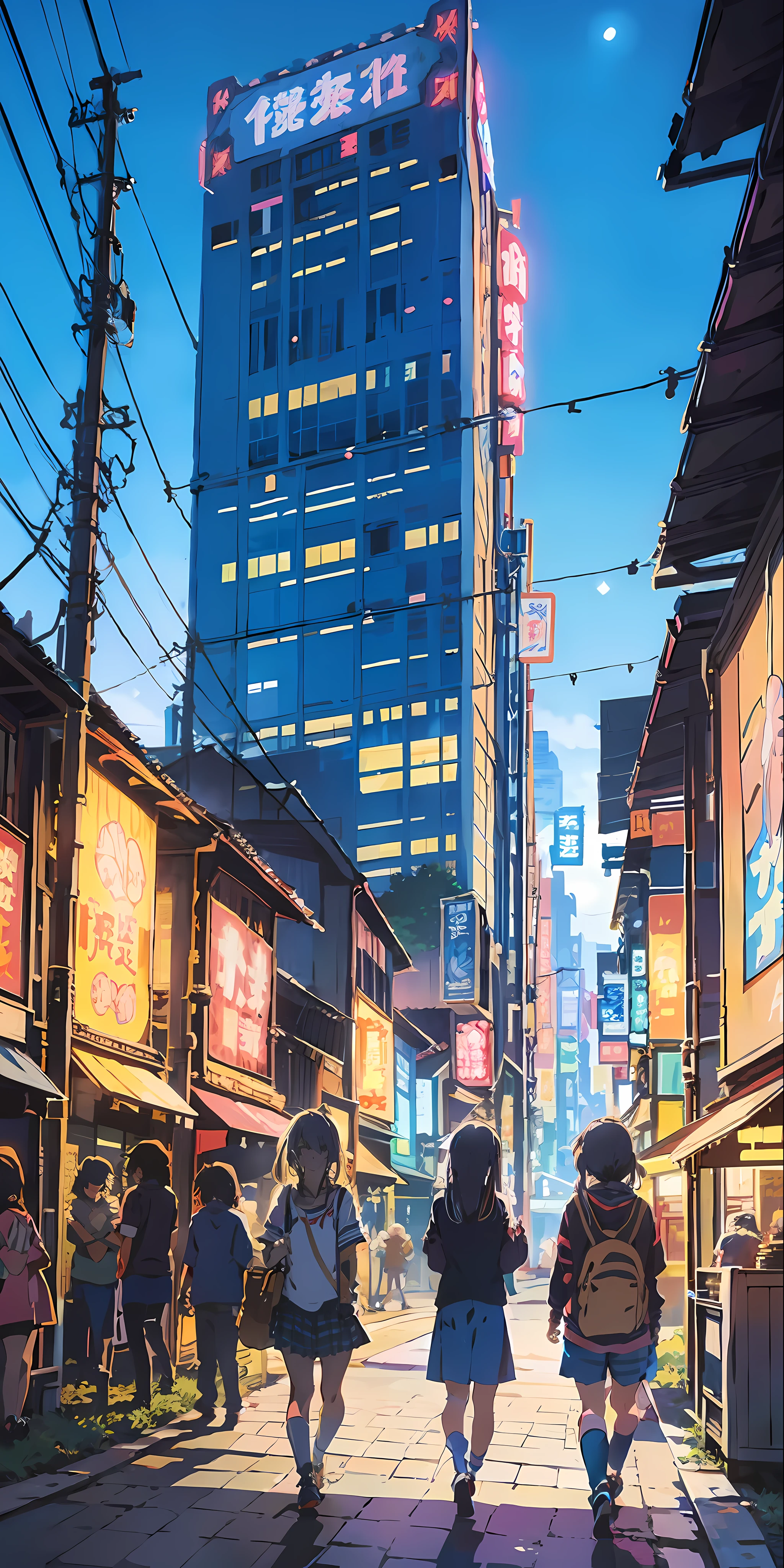 1girl, (Sketch:1.2), anime key visual, landscape of a Otherworldly Brutal Amusement park and Megalopolis, Clear skies, Horror, F/8, Velvia