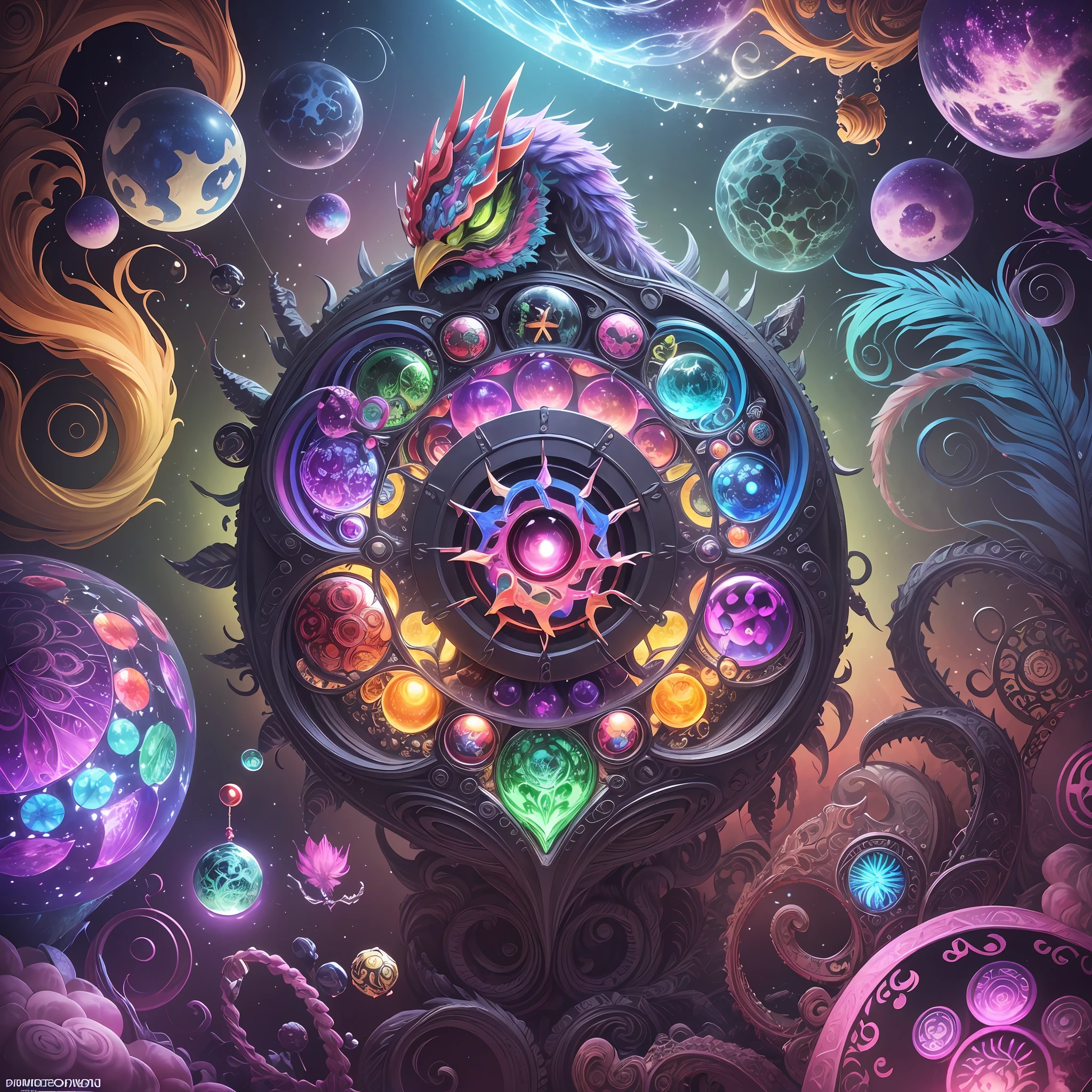 ((4 eyes kokkoni cute (very tiny monster) have rainbow colorful body, claws hands,leather feather skin): add crystal gem,cube,mushrooms,chaos,yin yang, magical,psychedelic,trippy,dmt),(super cute effect),(chibi),(3m sticker collection:1.0),lay in the forest, (hip hop freestyle),(random zodiac).(185m.m), high resolution,(3d toy),full hd, uhd, 8k, intricate details ,high images quality --auto --s2