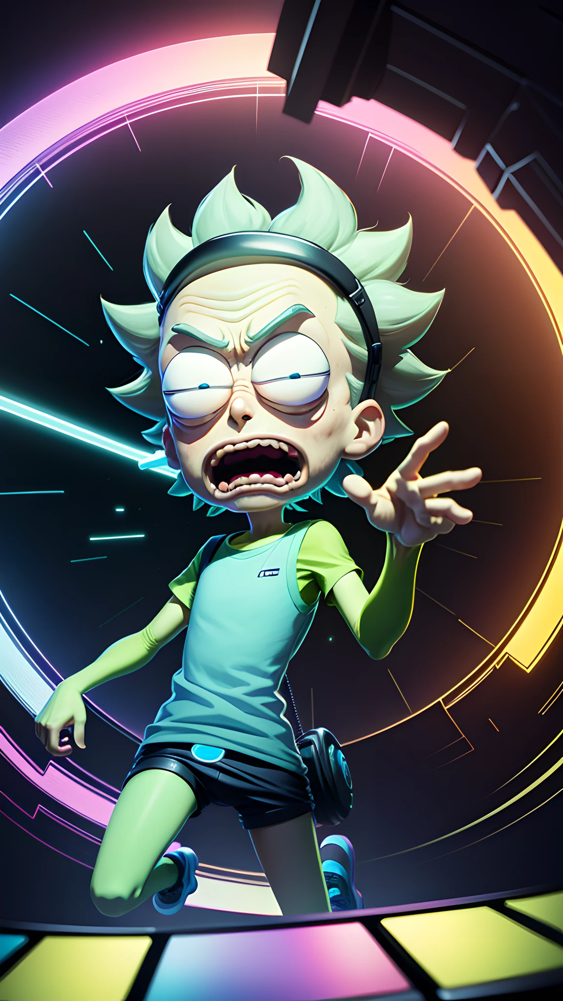 rick and morty, ultra realista, resolução 4k, 3d, jogando video game