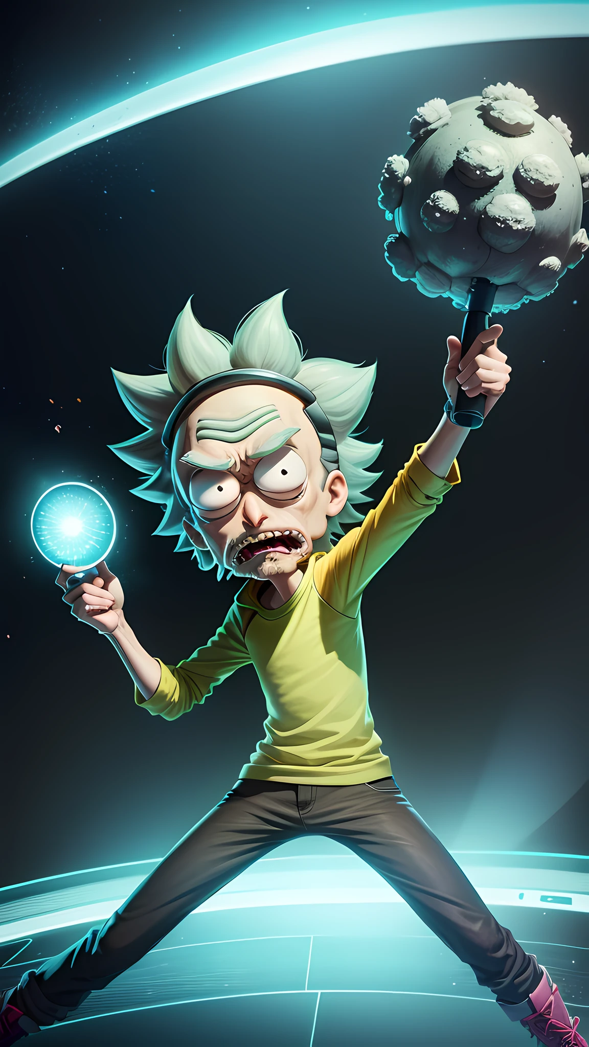 rick and morty, ultra realista, resolução 4k, 3d, jogando video game